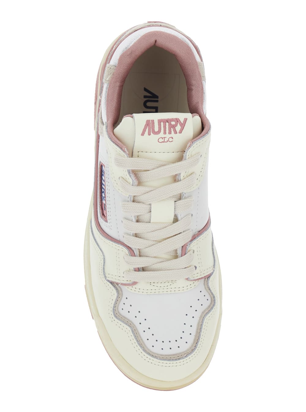 Autry Clc Low Leat Lam Wht Rose Sneakers In Multi