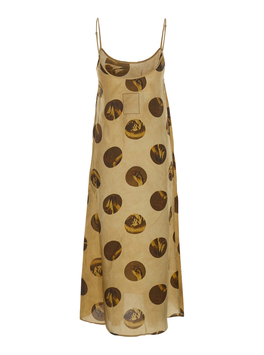 Uma Wang Anaya Brown Sleeveless Dress With Round Neck And All-over Motif In Viscose Blend Woman In Multi