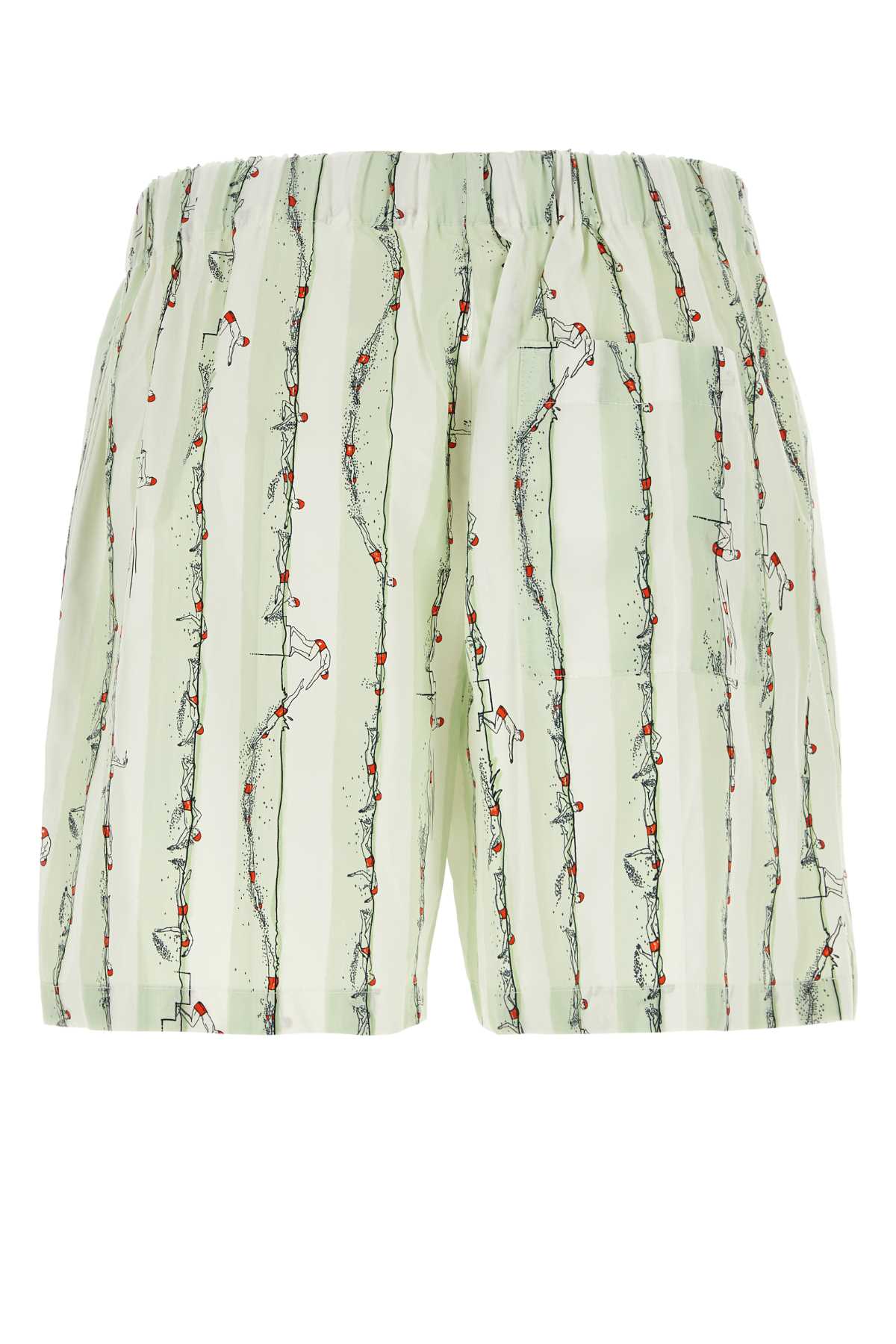 Shop Bottega Veneta Printed Poplin Bermuda Shorts In Lightgreen