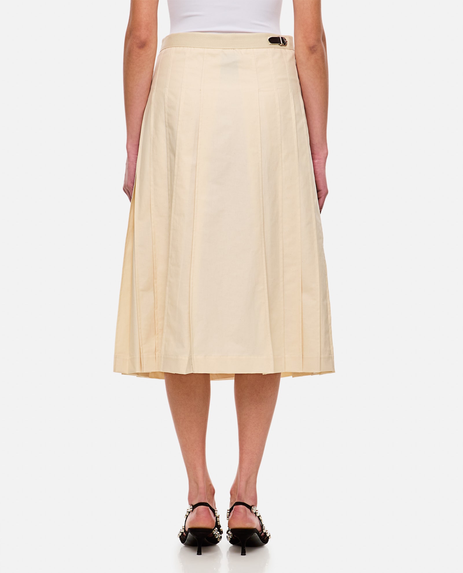 Durazzi Milano Pleated Midi Skirt In White
