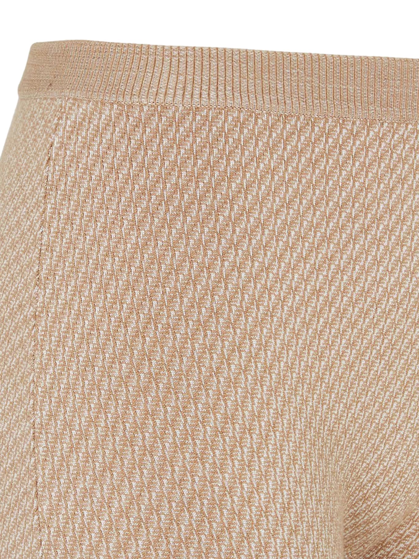 Fendi Beige Ff Wool Shorts In Nude & Neutrals