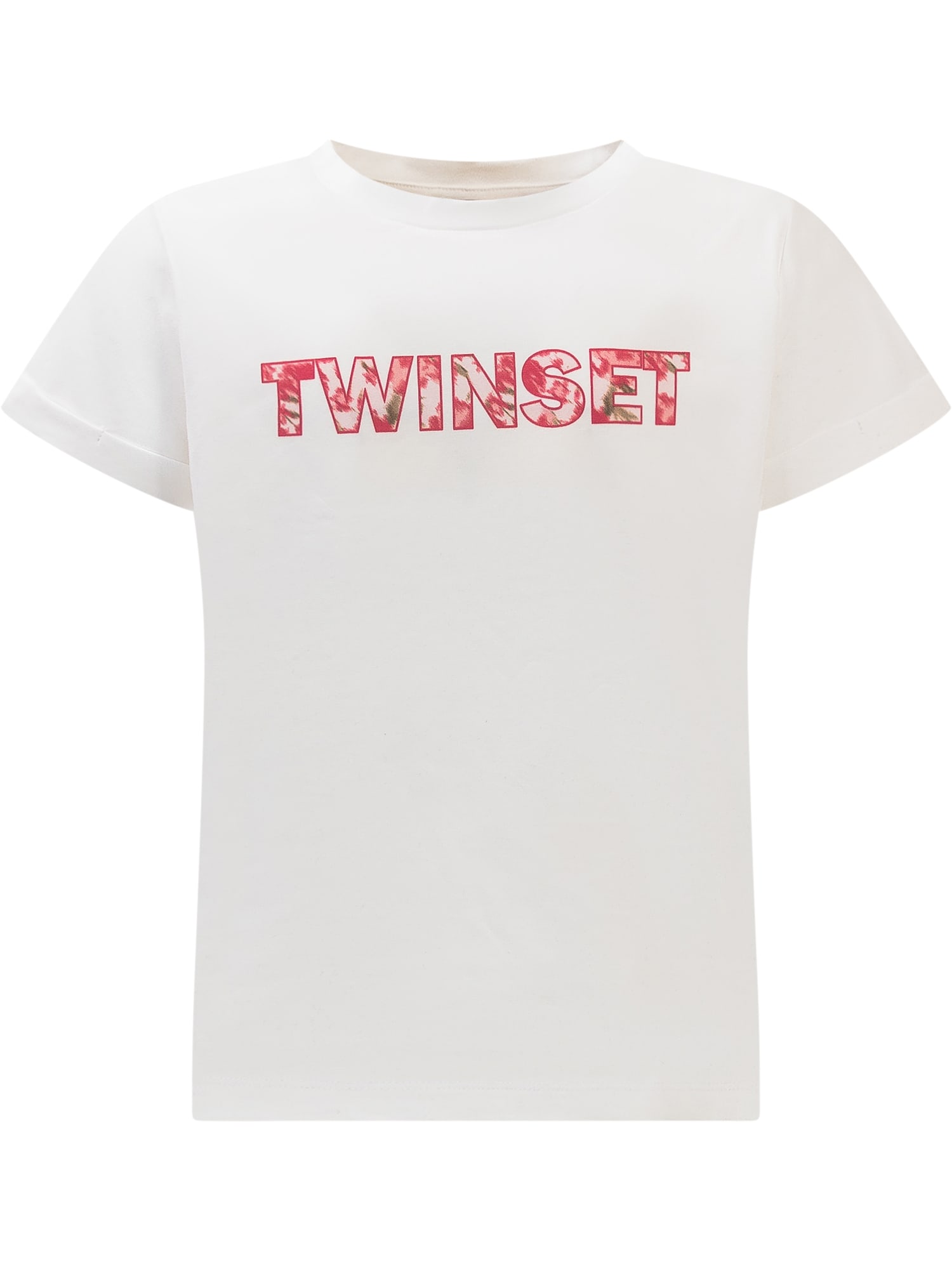 Twinset Kids' T-shirt With Logo In St.logo Fiorato