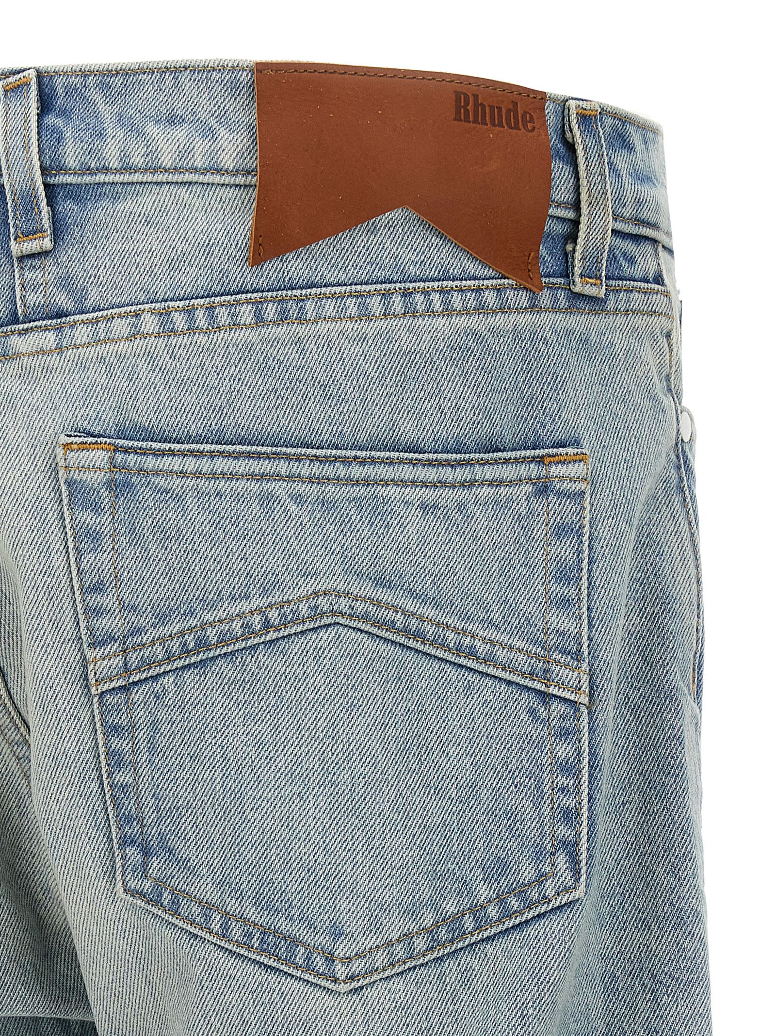 Rhude '90s High-waisted Faded Wash Denim Trousers In Blue