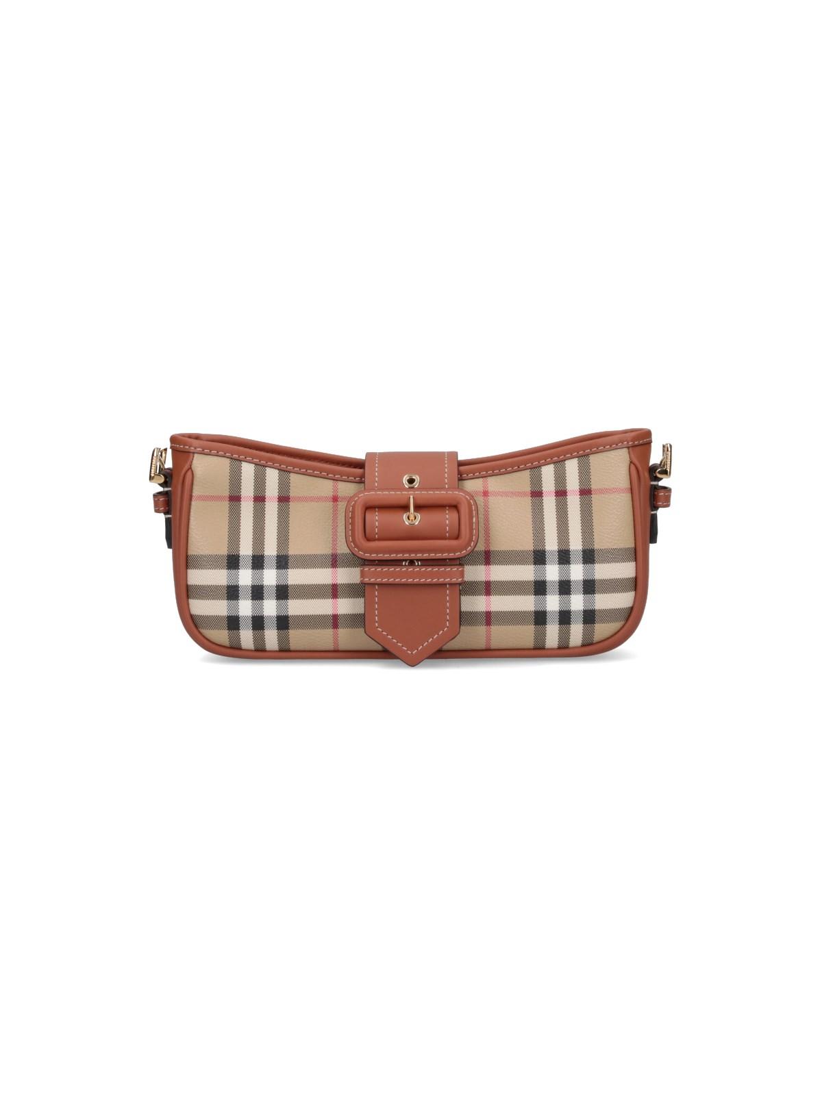 Shop Burberry Check Shoulder Bag In Neutrals/black