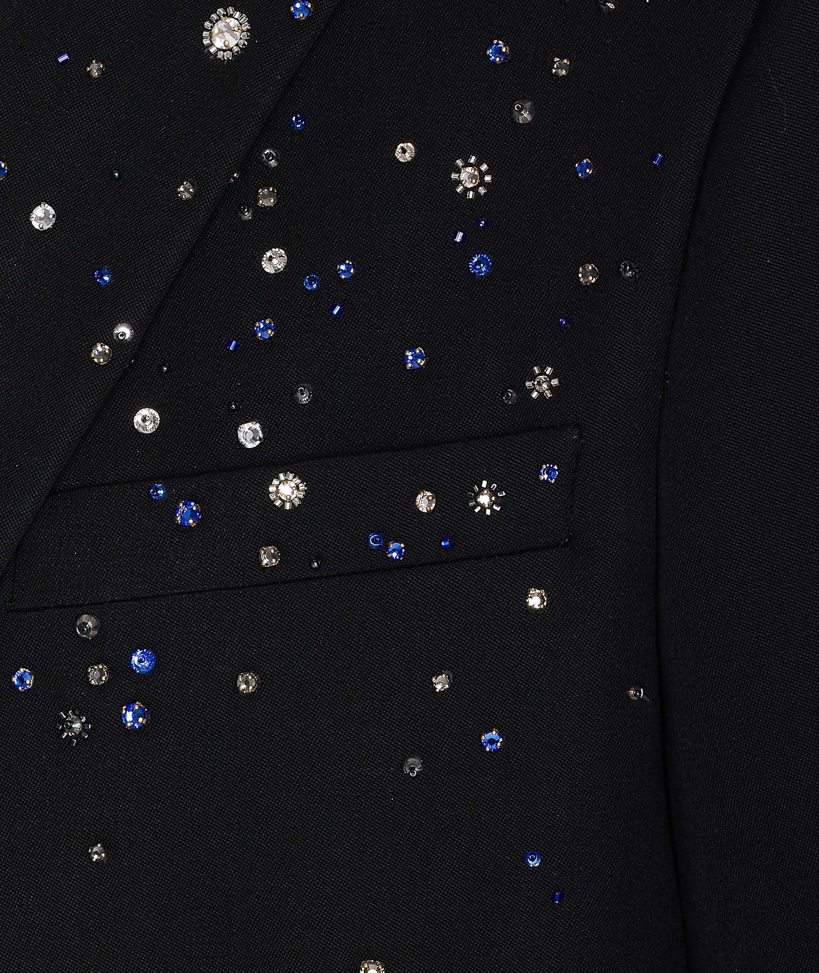 Alexander Mcqueen Single Breasted Crystal Embellished Jacket In Black