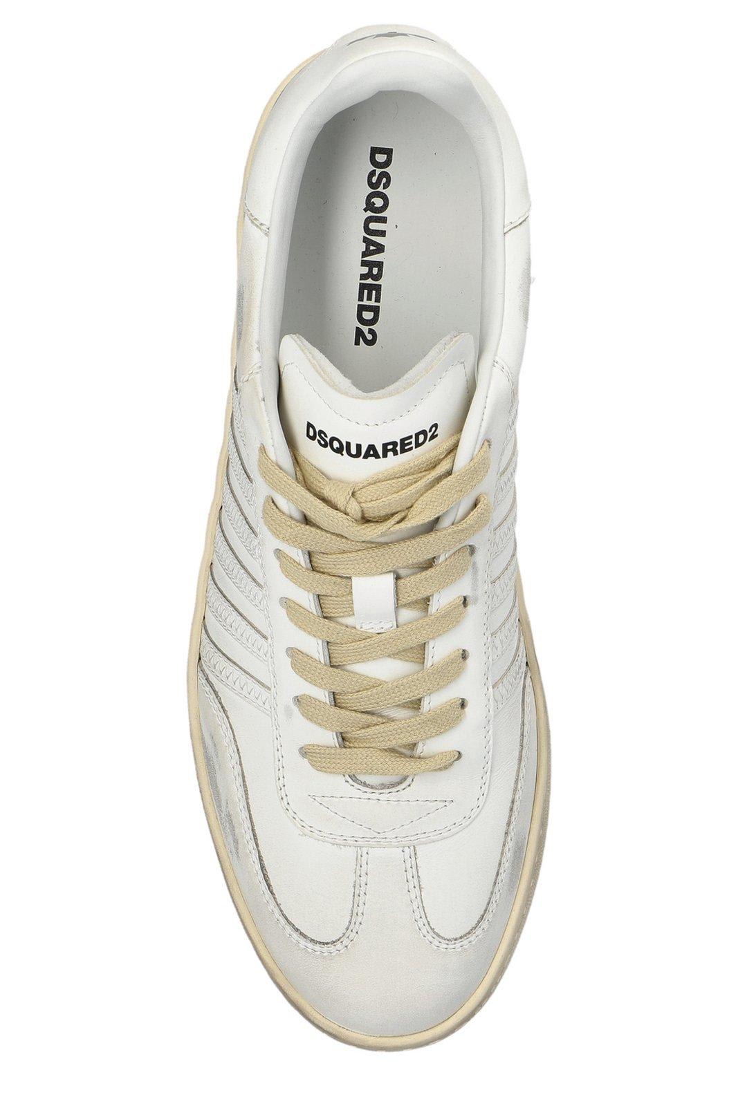 Dsquared2 Fighter Low-top Round Toe Sneakers In White