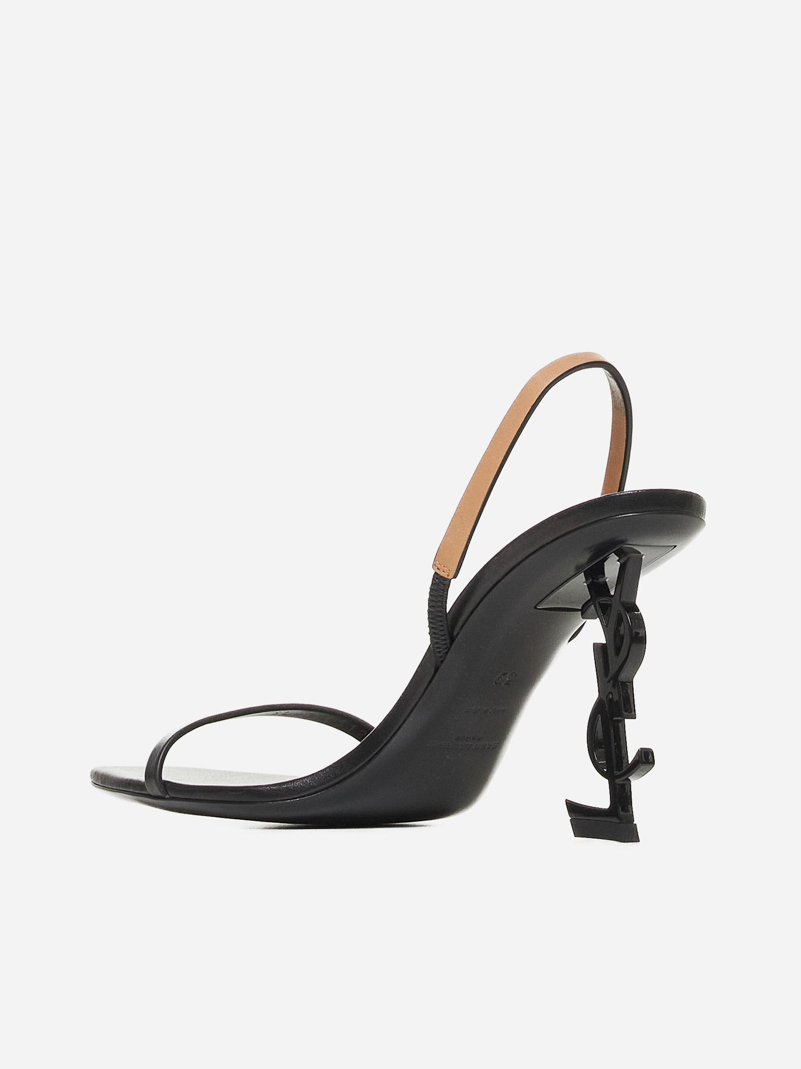 Shop Saint Laurent Opyum Leather Sandals In Black