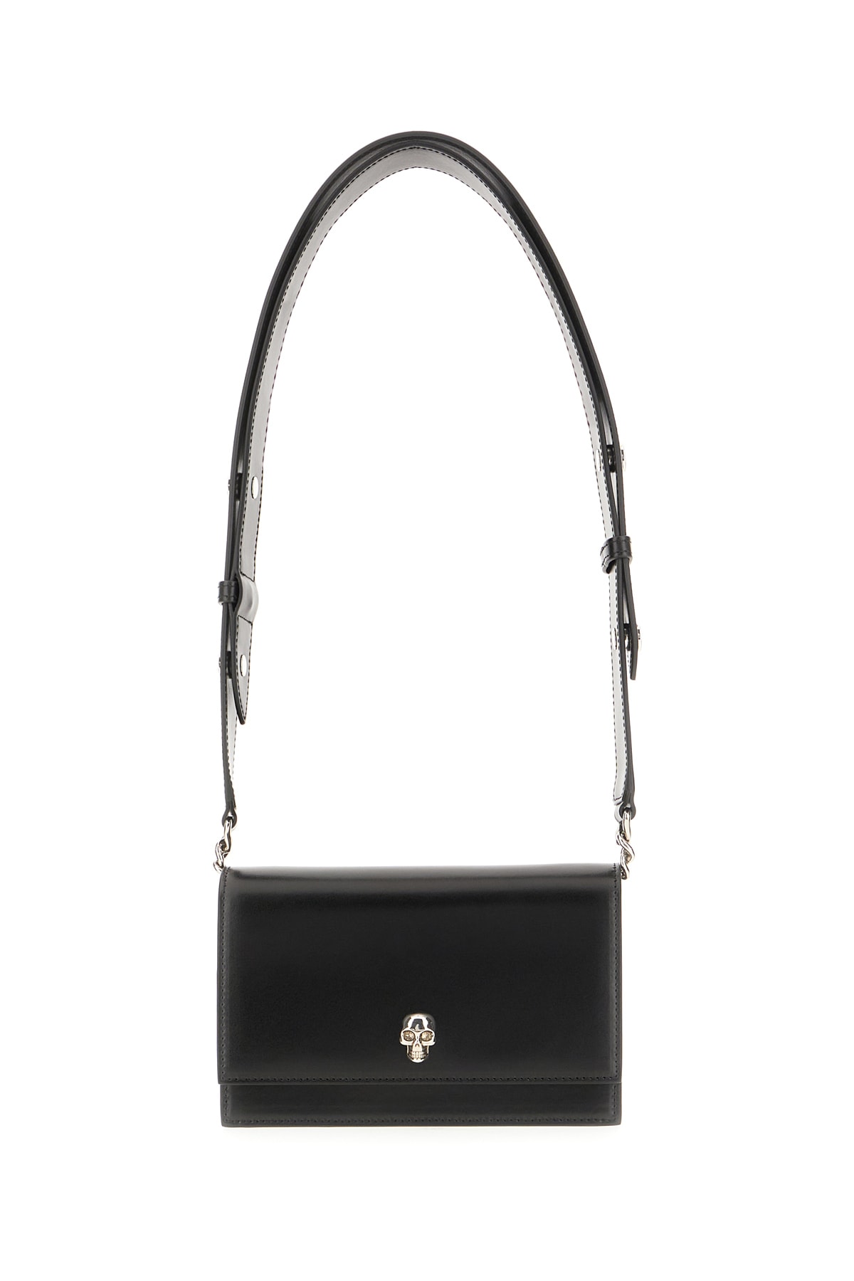 Shop Alexander Mcqueen Black Leather Small Skull Shoulder Bag In 1000