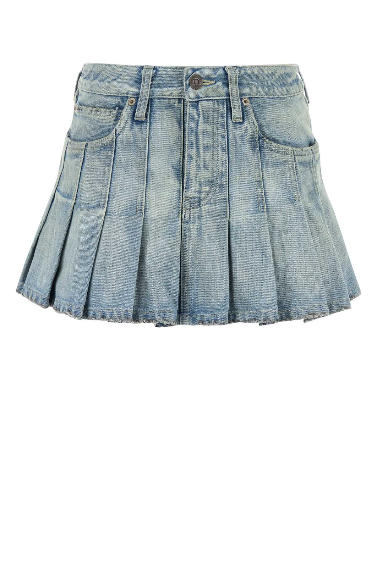 Balenciaga Mini Skirt With Pleats And Pockets In Blue