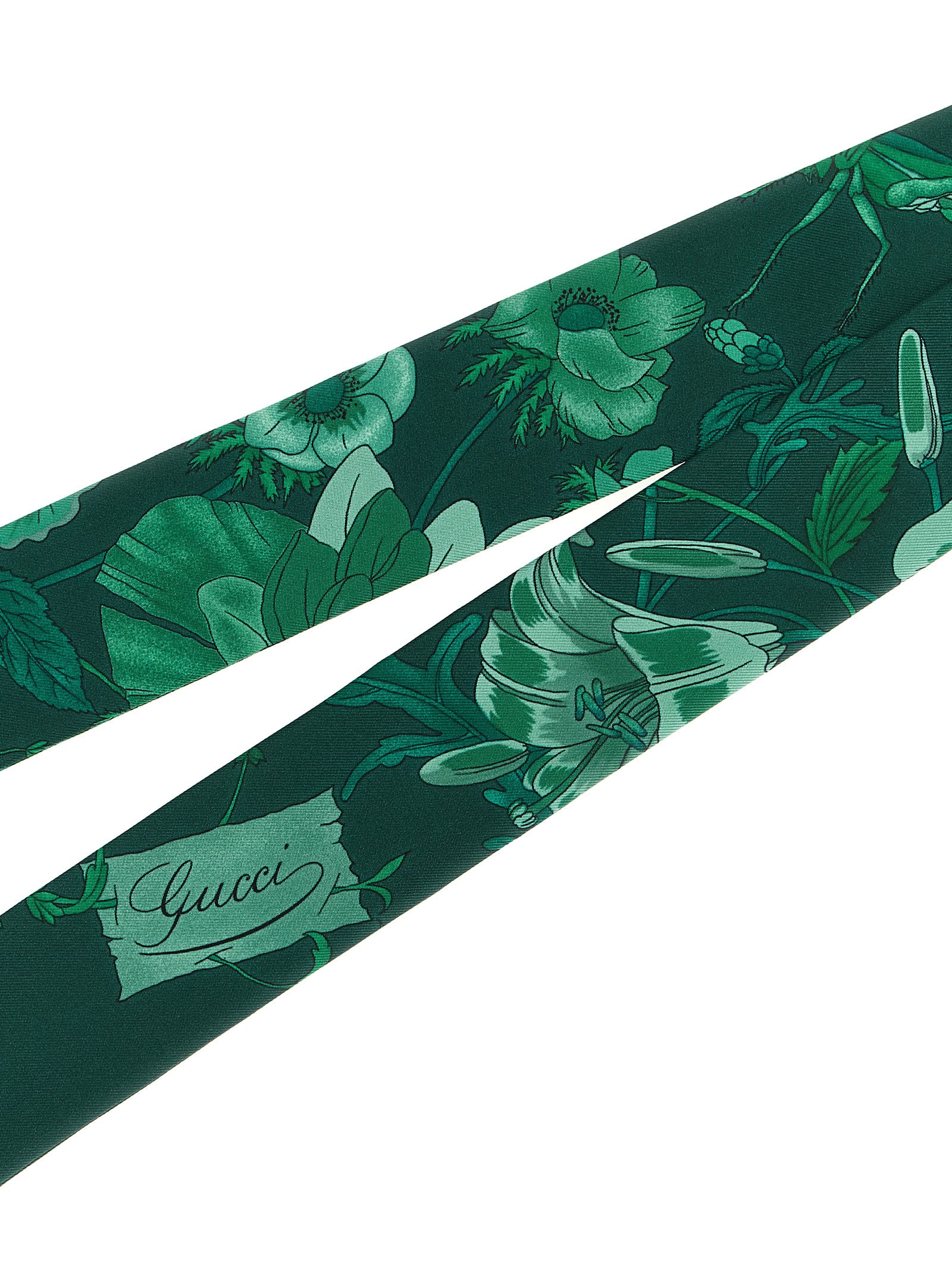 Gucci Floral Long Slim Scarf Accessory In Green