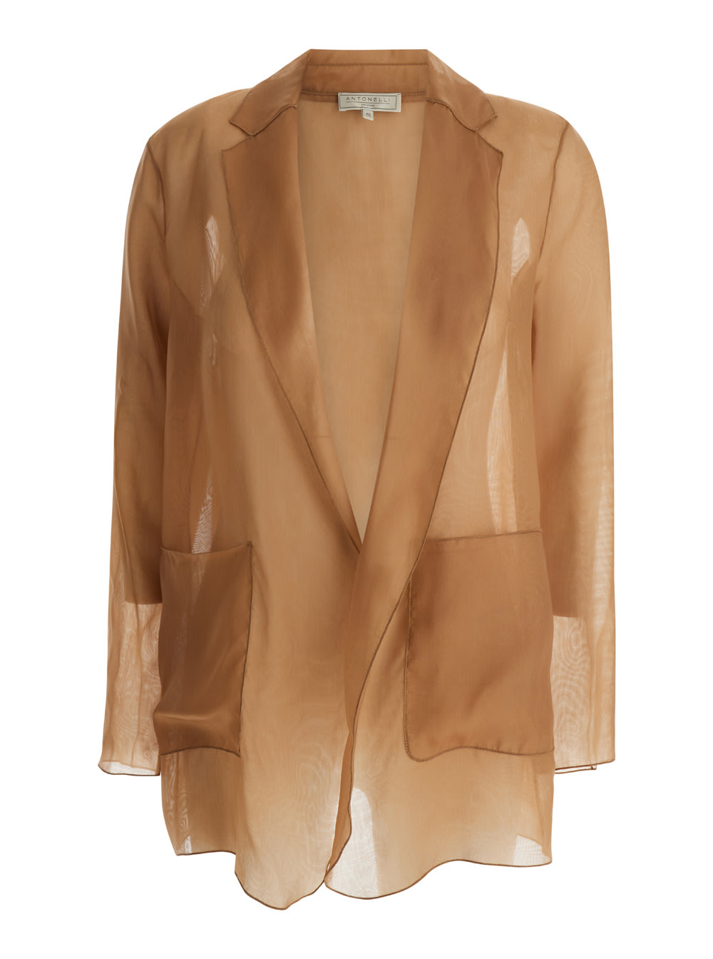 Shop Antonelli Light Brown Semi-transparent James Blazer In Silk Woman