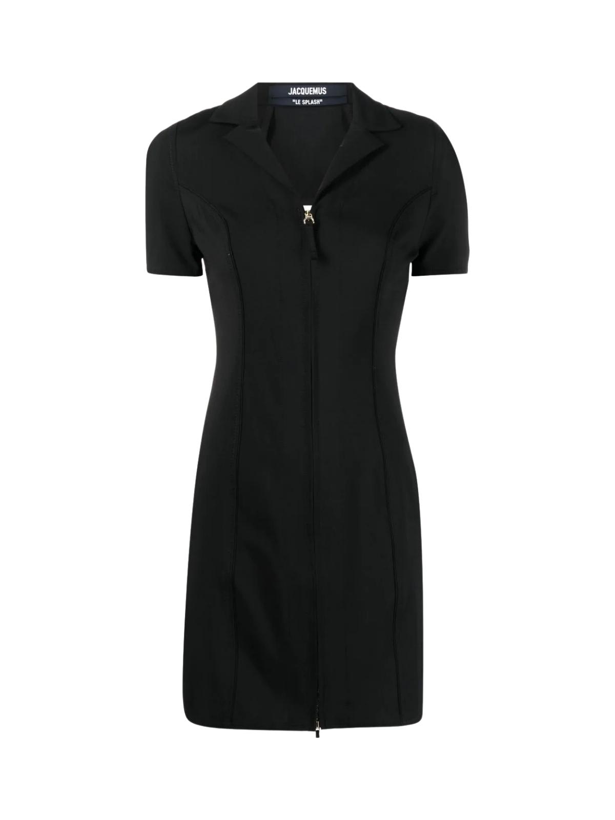 Jacquemus La Robe Tangelo Stretch Wool Mini Dress In Black