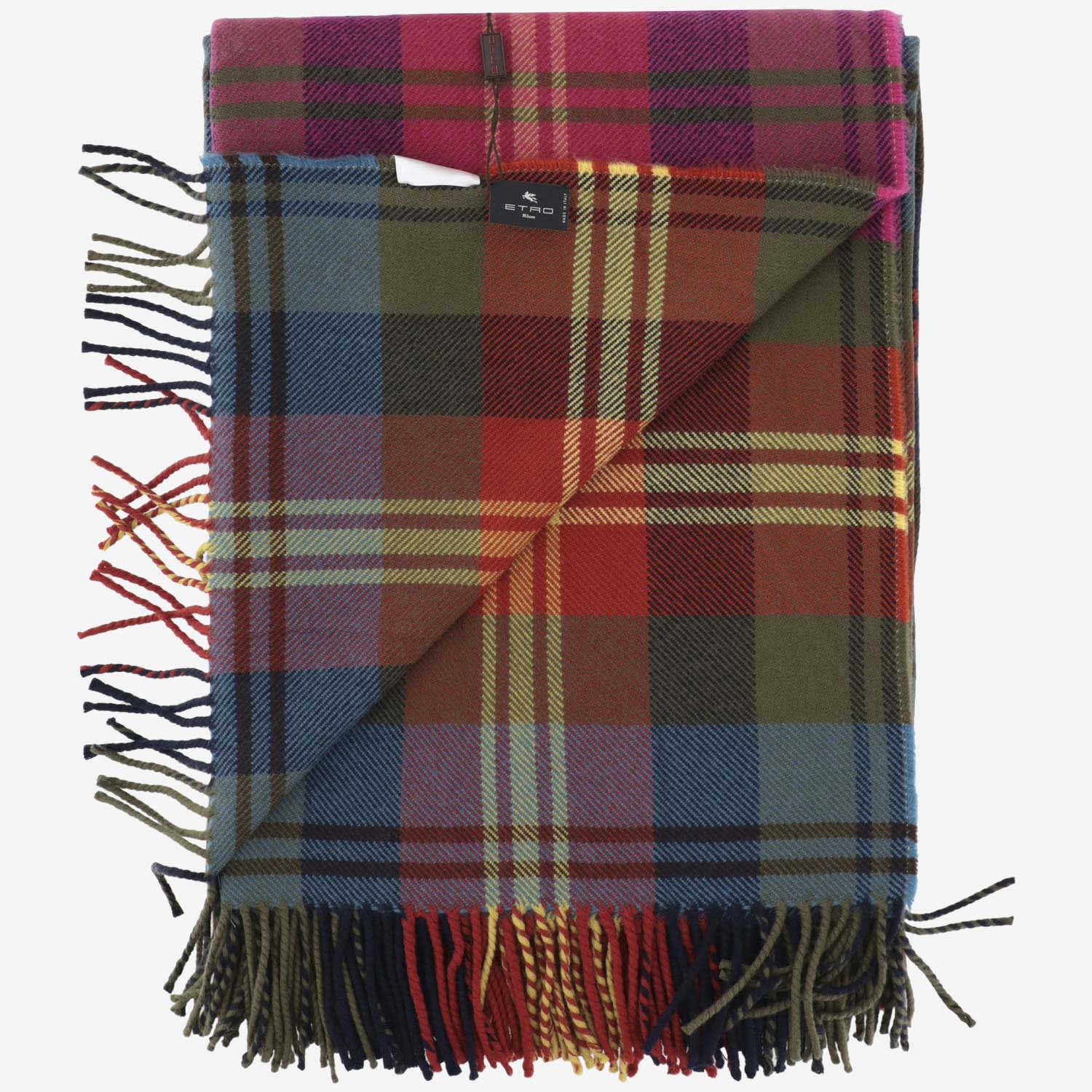 Shop Etro Wool Scarf With Check Pattern In Brown