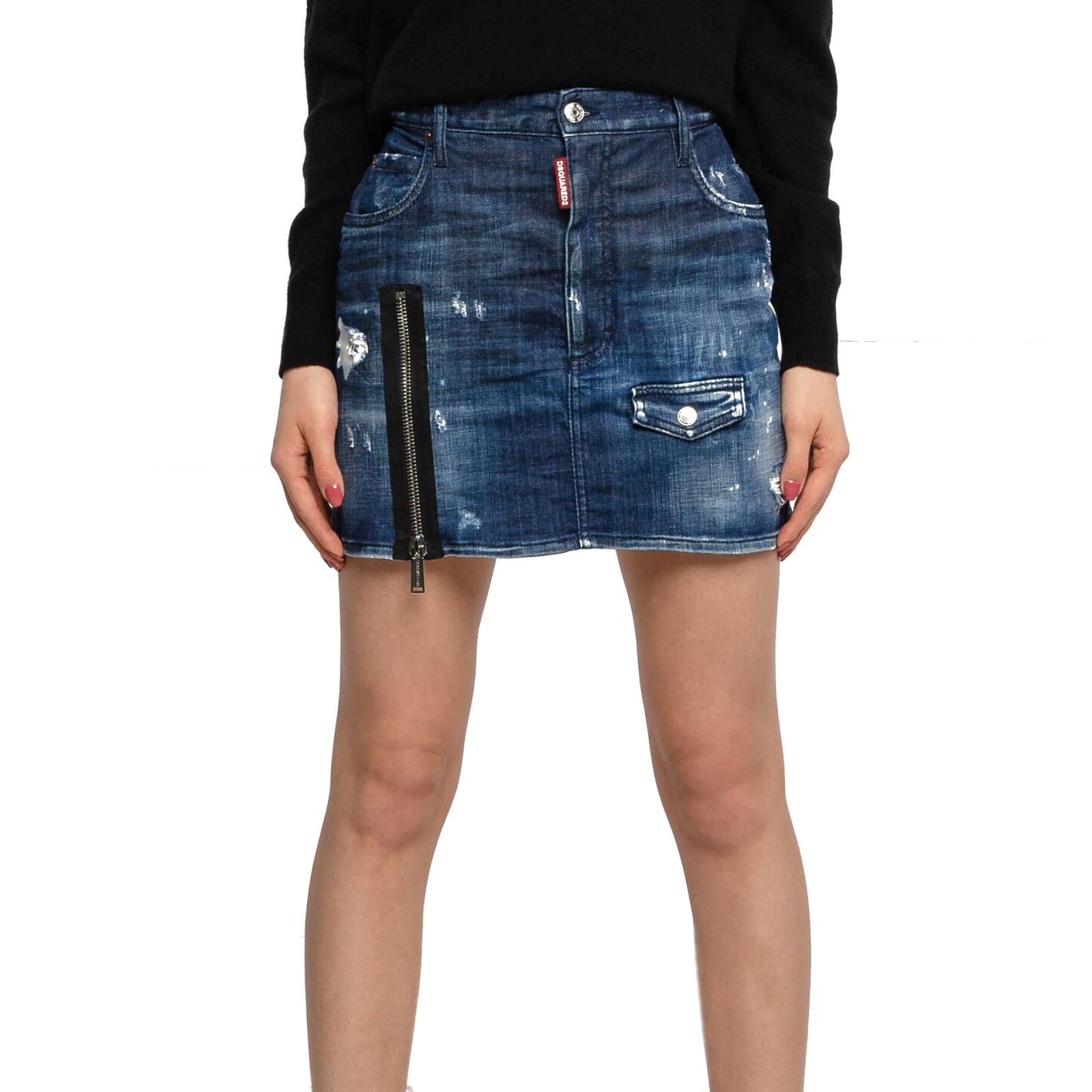 Shop Dsquared2 Denim Mini Skirt In Blue