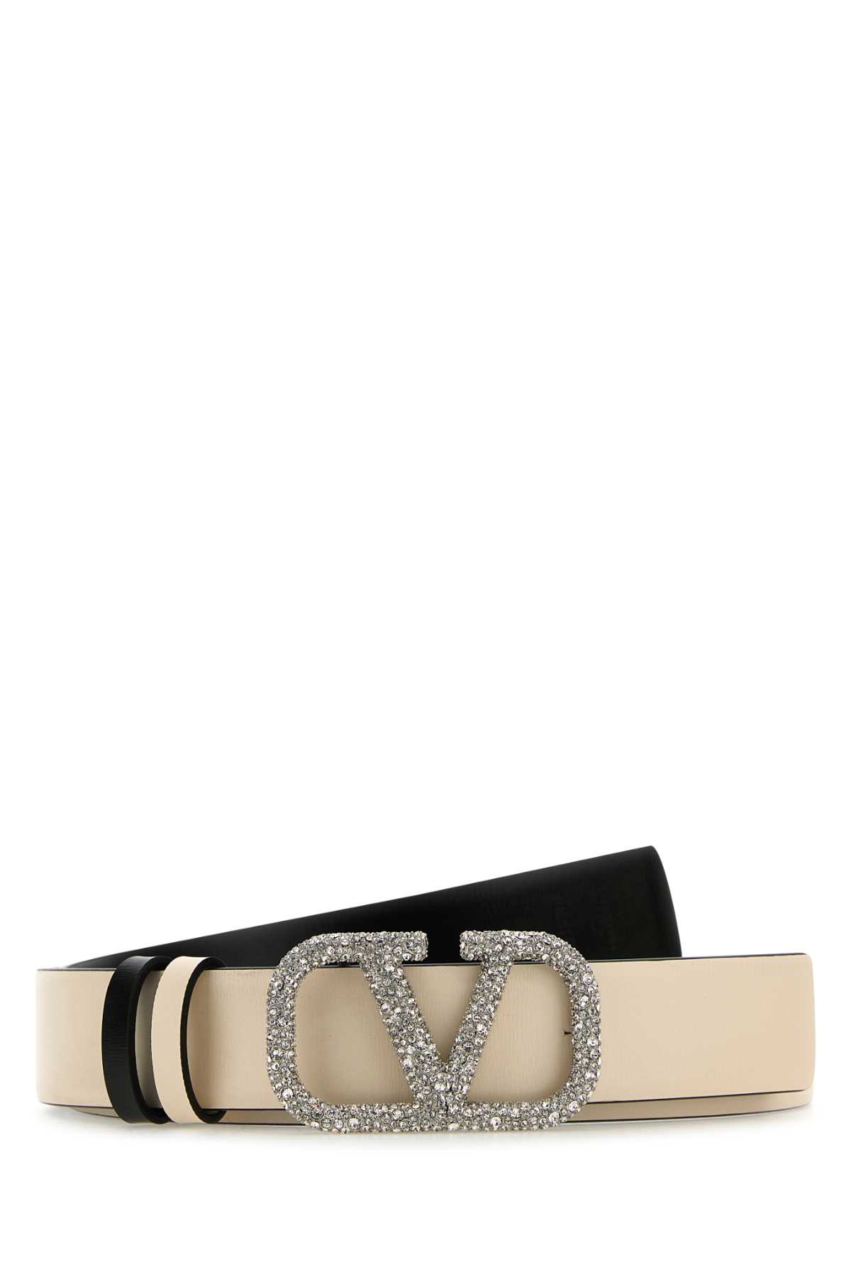 Ivory Leather Vlogo Signature Reversible Belt