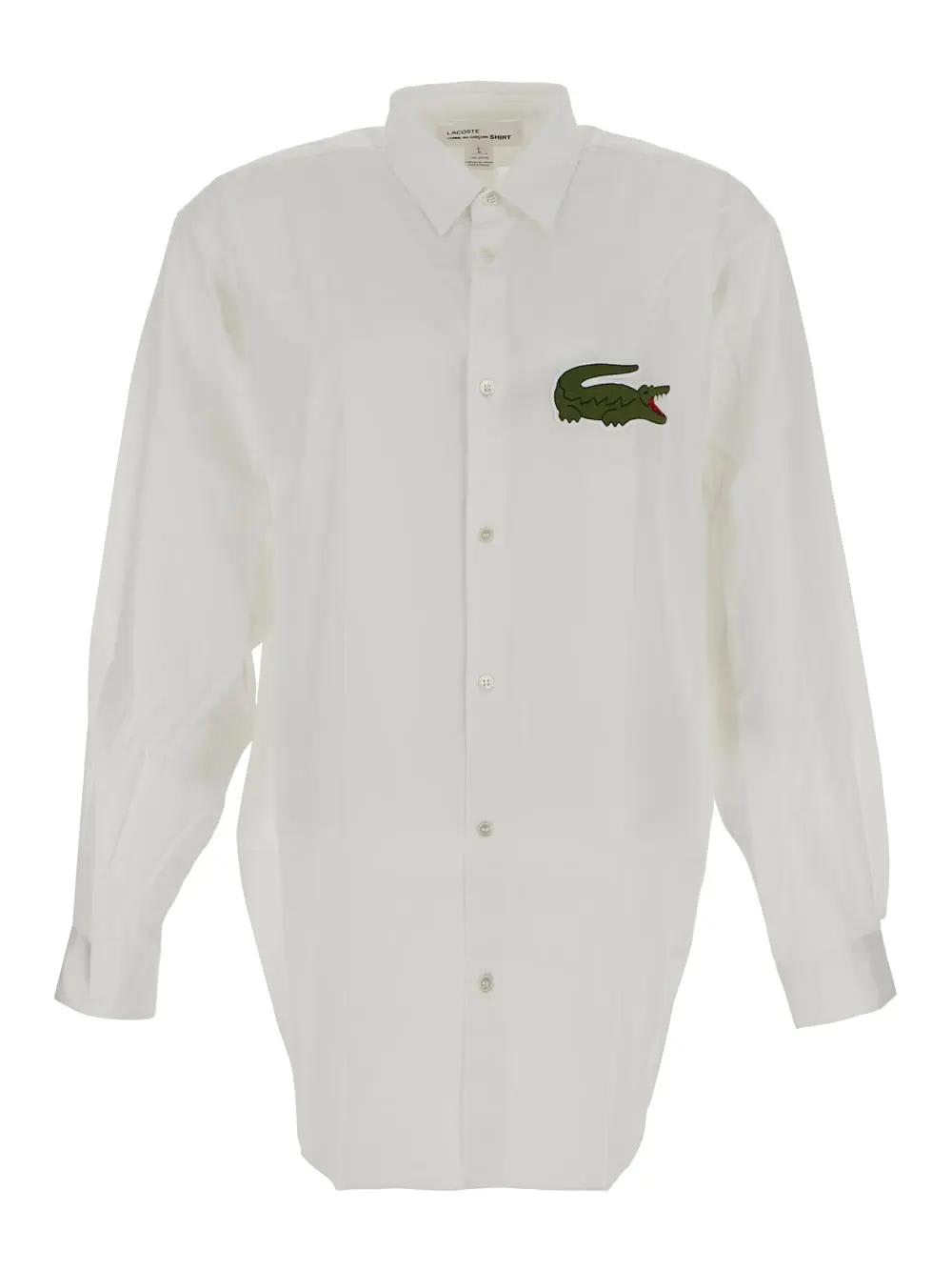 Shop Comme Des Garçons Croco Patch Shirt In White