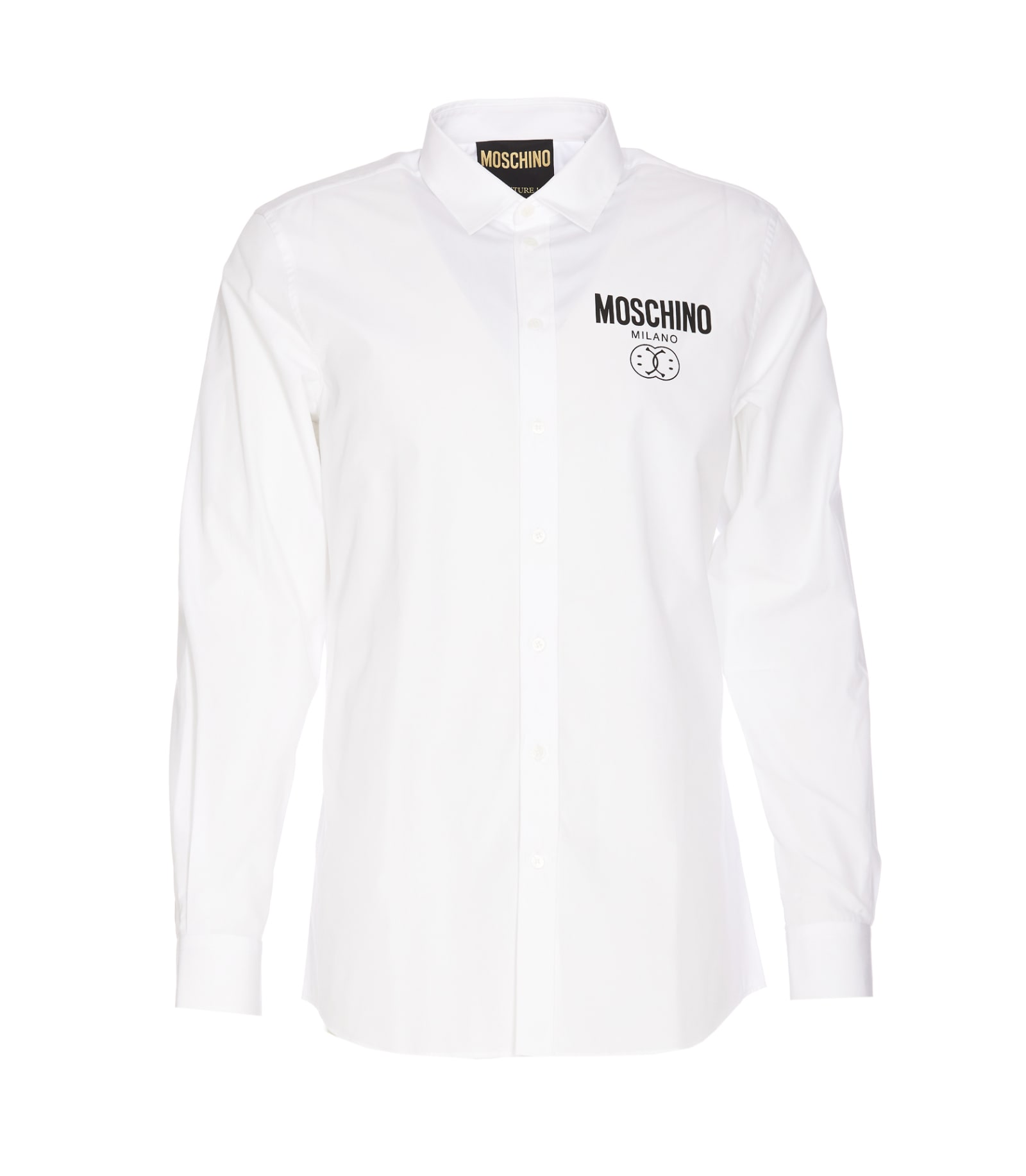 Shop Moschino Double Question Shirt In White