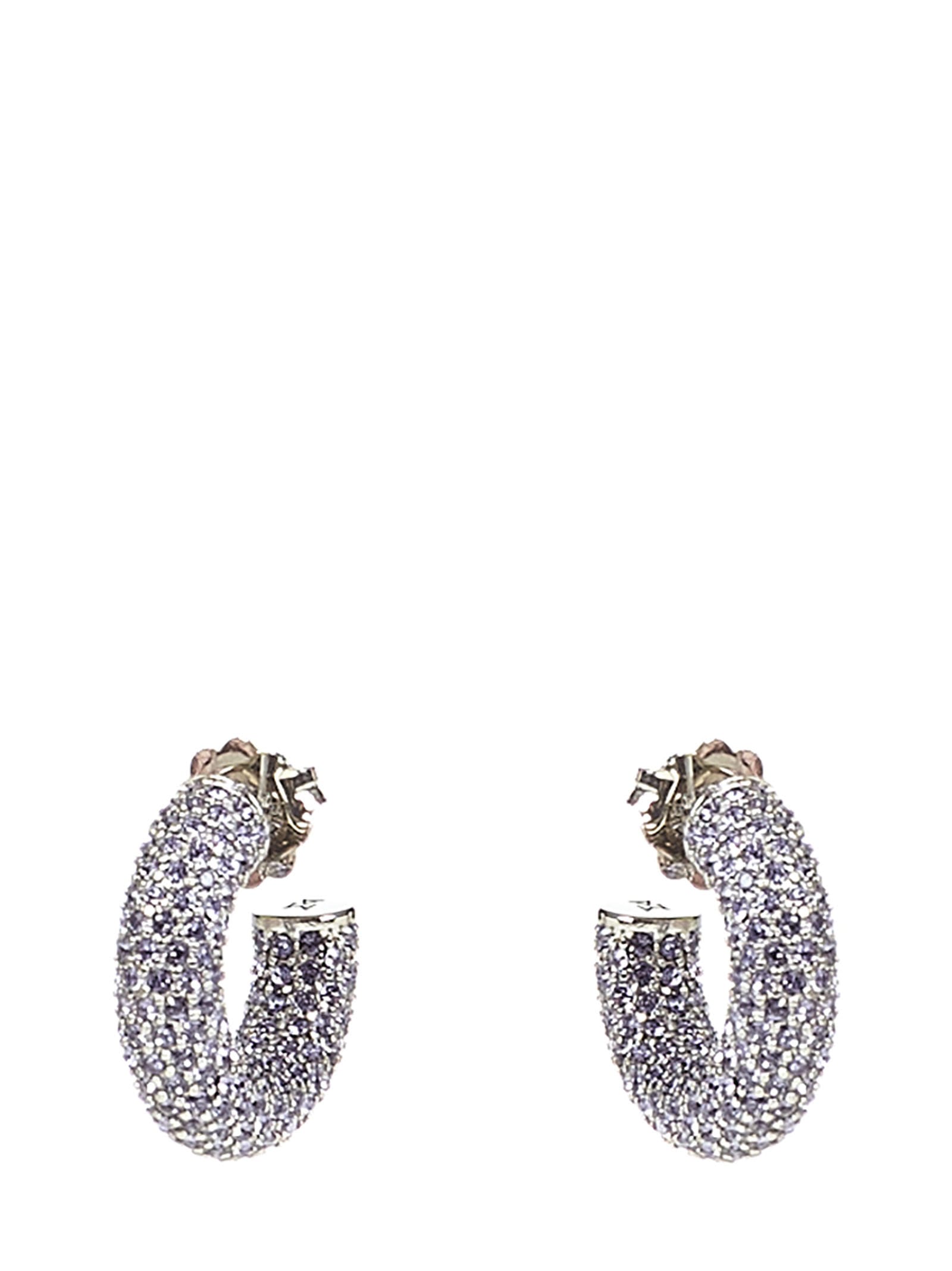 Shop Amina Muaddi Cameron Small Earrings In Lilac