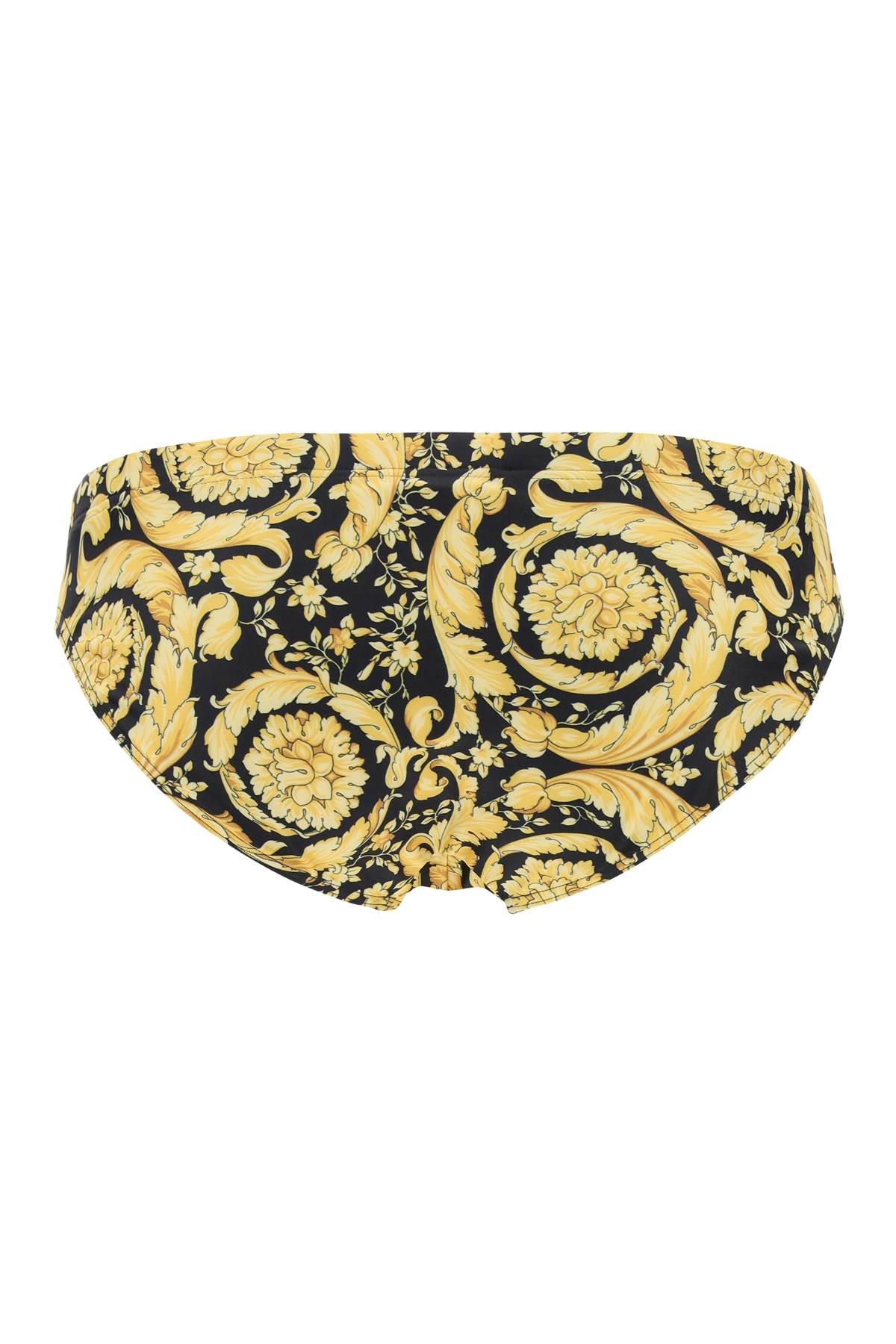 Shop Versace Barocco Swim Briefs In Gold Print (yellow)