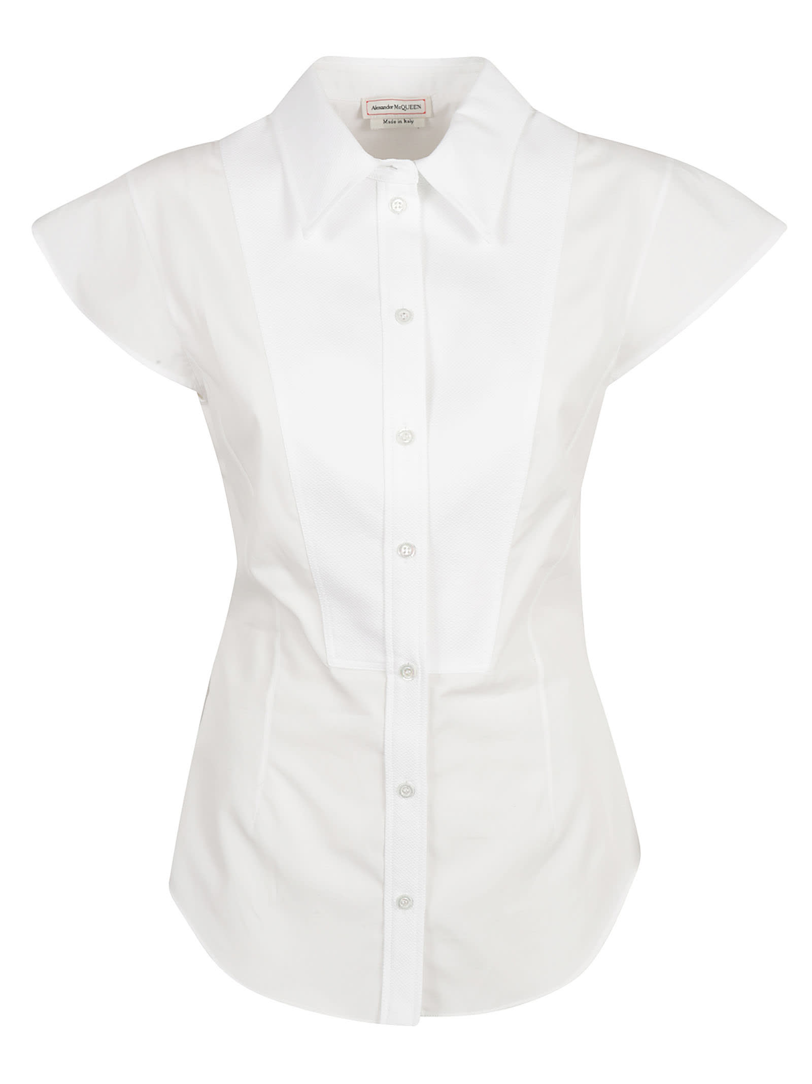 Shop Alexander Mcqueen Round Hem Short-sleeved Plain Shirt In Optical White