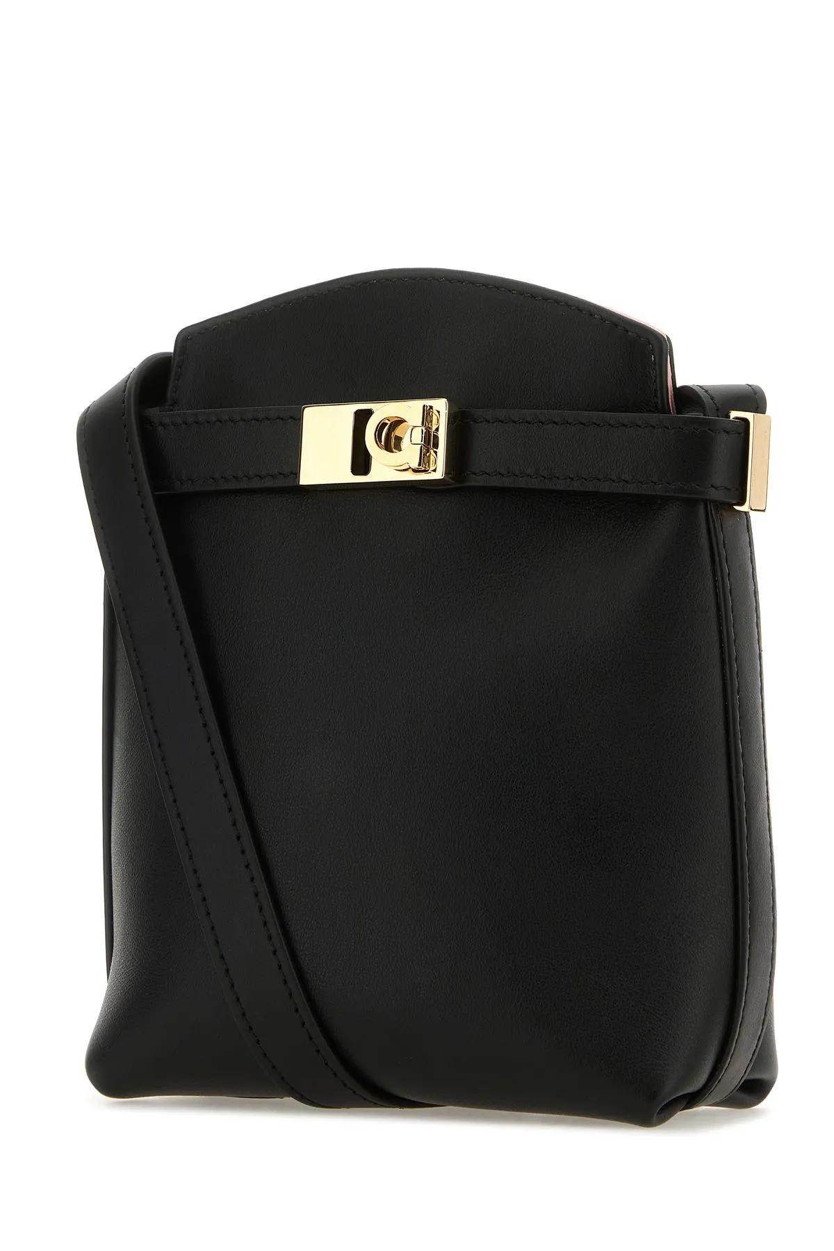 Shop Ferragamo Black Leather Hug Phone Case