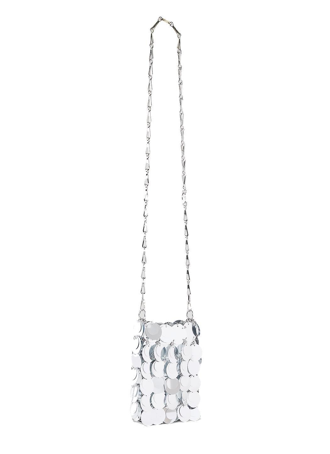 Shop Rabanne Sparkle Open-top Mini Crossbody Bag In Silver