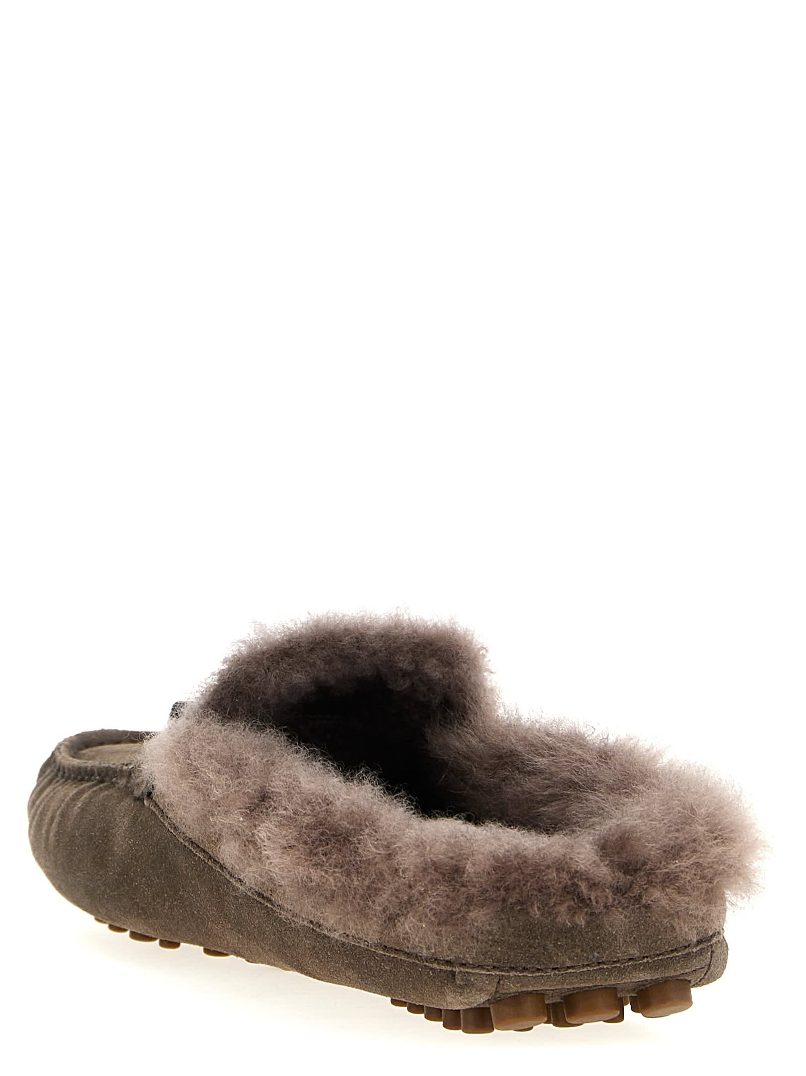 Shop Brunello Cucinelli Suede Fur Loafers In Brown