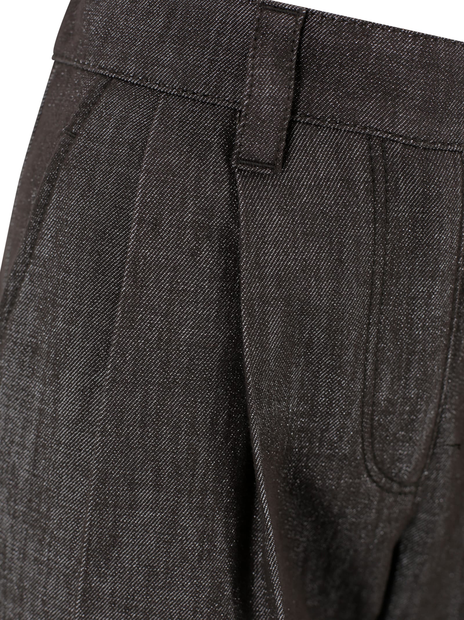 Brunello Cucinelli Loose Curved Pants In Brown
