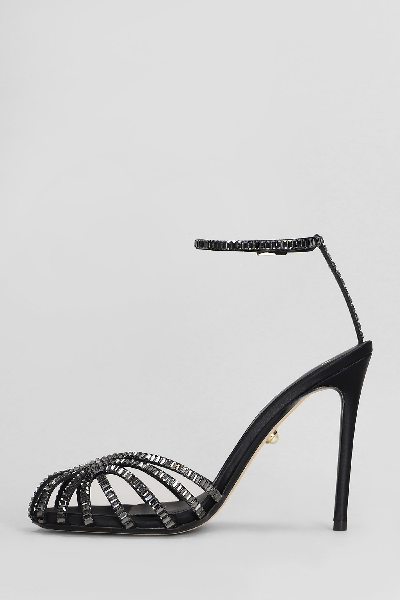 Shop Alevì Penelope 110 Sandals In Black Fabric