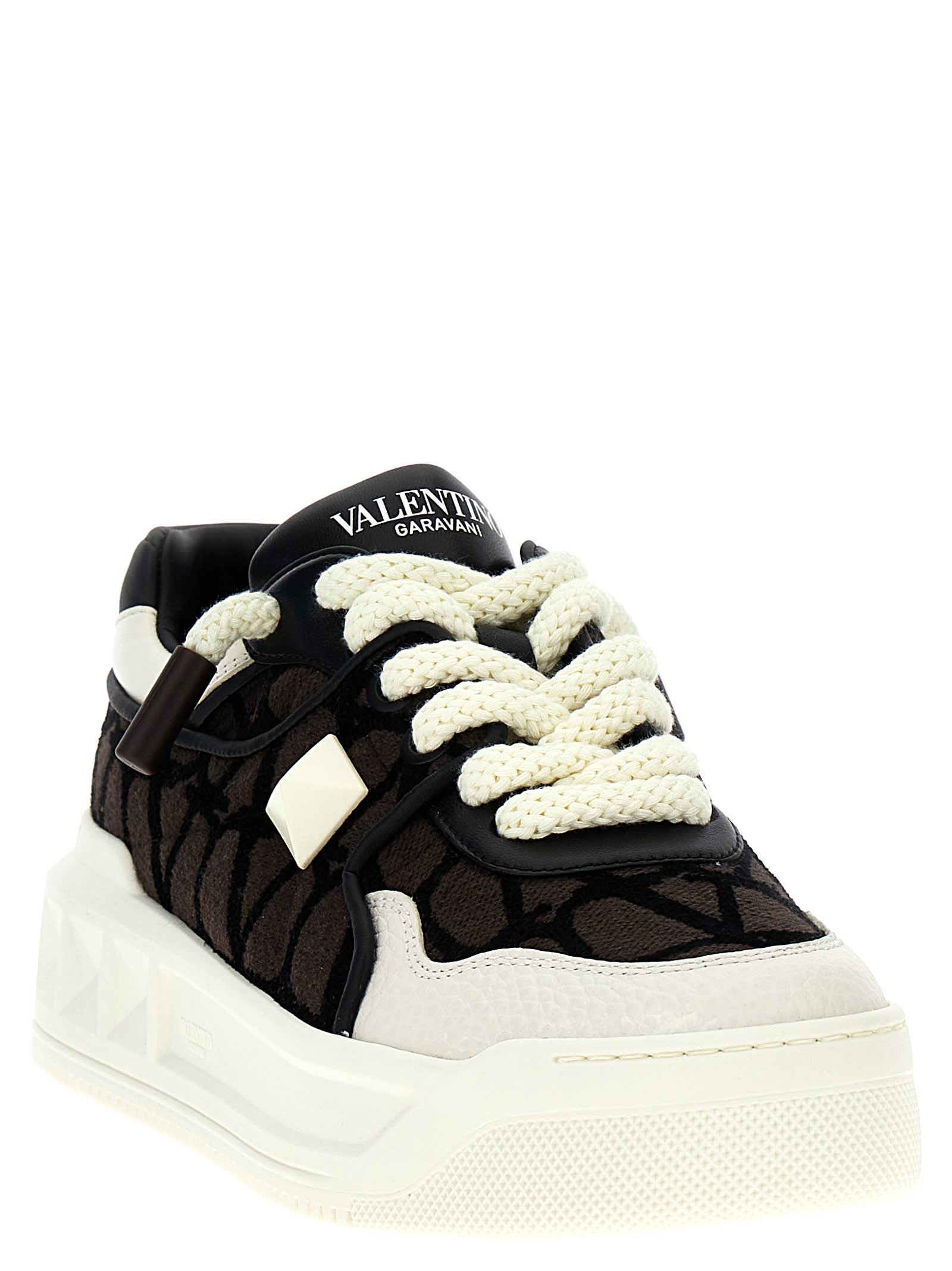 Shop Valentino Garavani One Stud Xl Sneakers In Brown