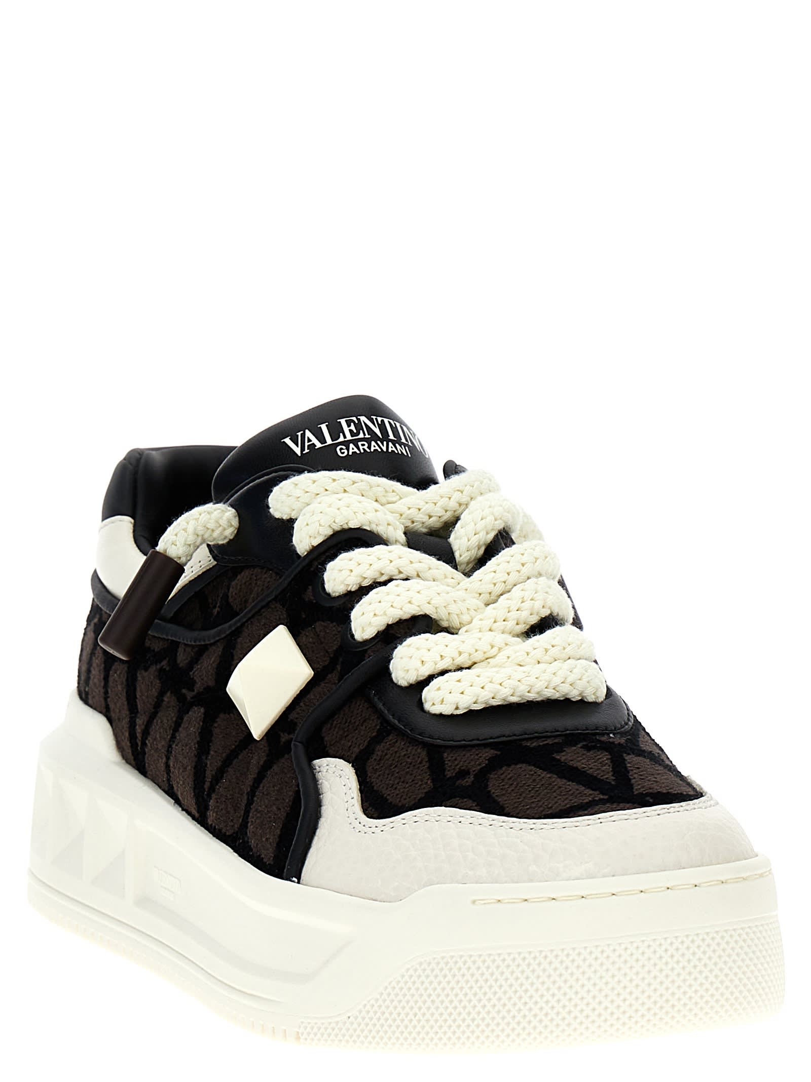 Shop Valentino Garavani One Stud Xl Sneakers In Marrone