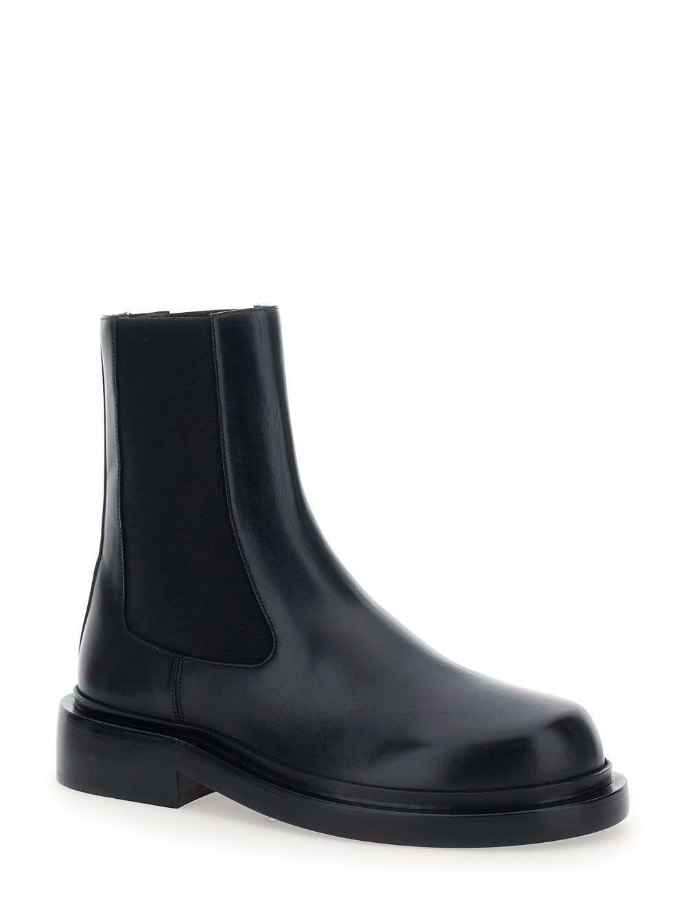 Shop Jil Sander Black Boots With Elastic Side Pannels In Leather Woman