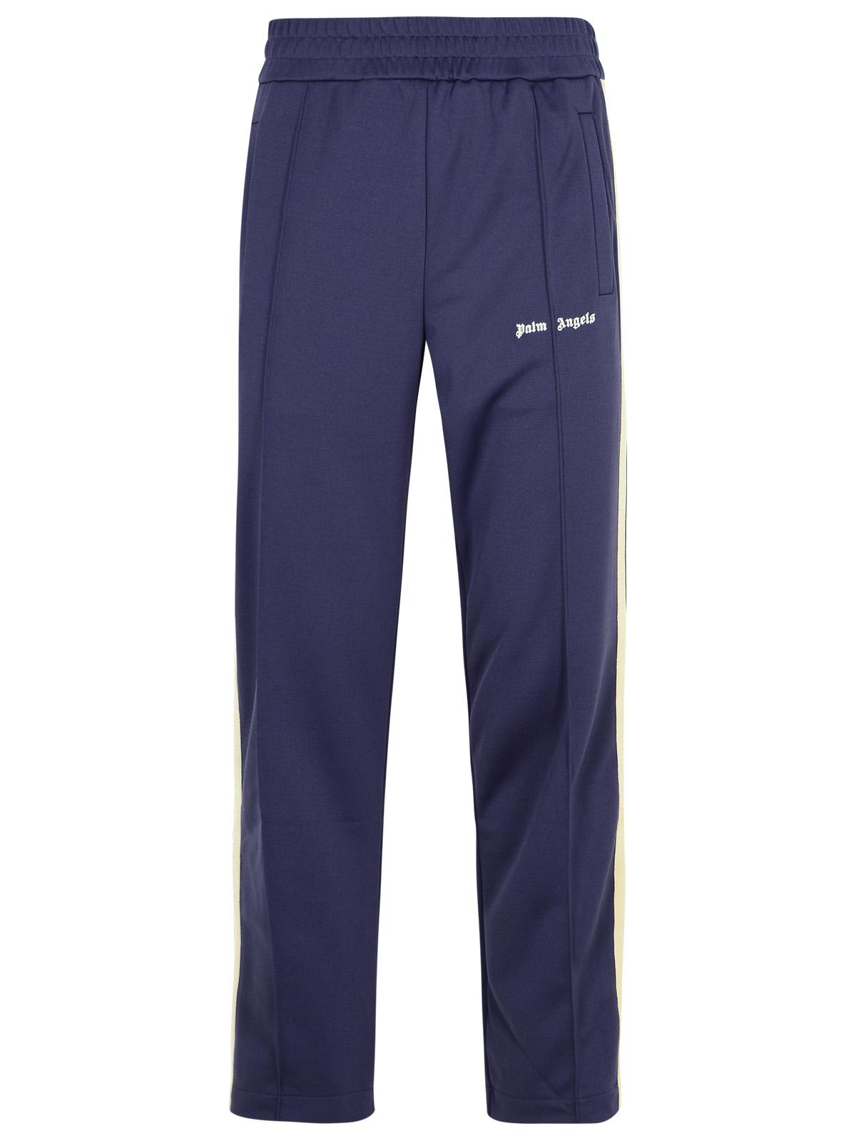 Shop Palm Angels Jogger Navy Polyester Pants In Blue