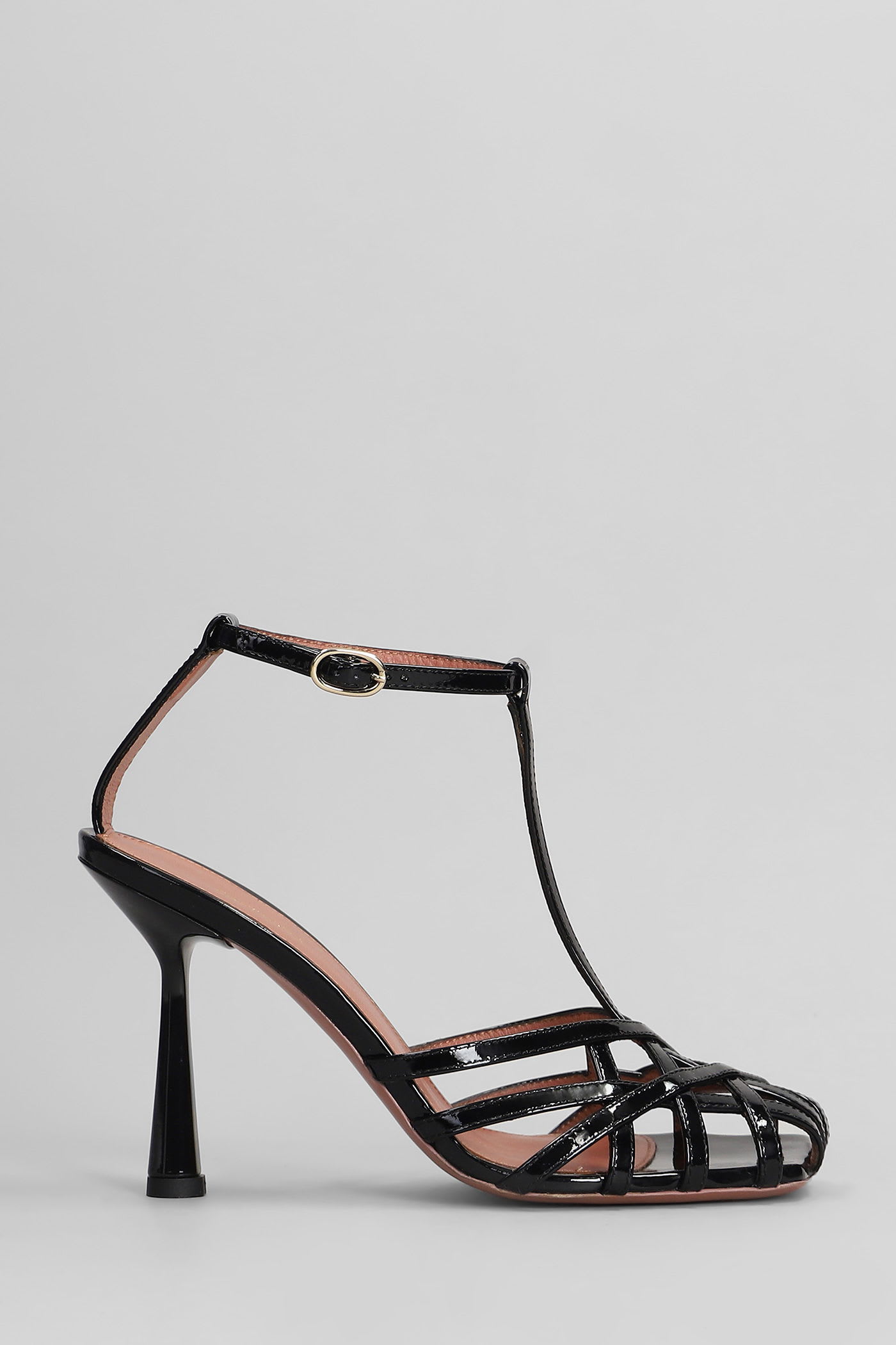 Aldo Castagna Manila Sandals In Black Patent Leather In Black