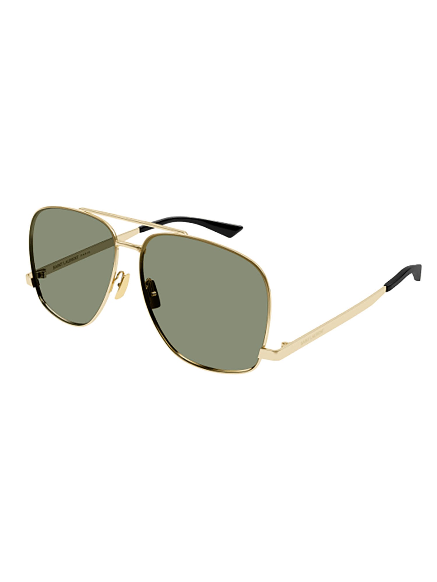 Shop Saint Laurent Sl 653 Leon Sunglasses In Gold Gold Green