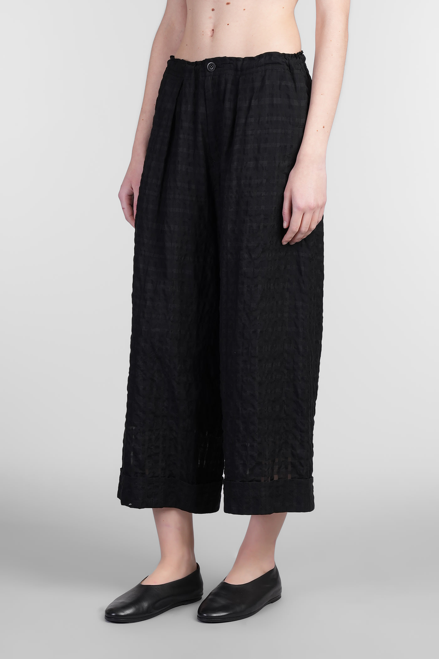 Yohji Yamamoto Buttoned Cropped Trousers In Black