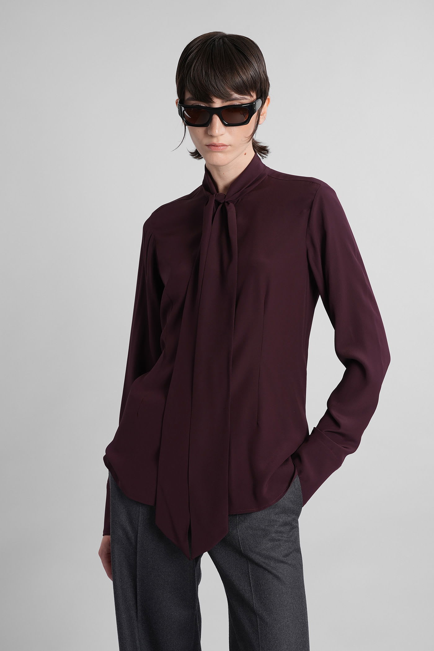 Stella Mccartney Shirt In Bordeaux Silk In Red