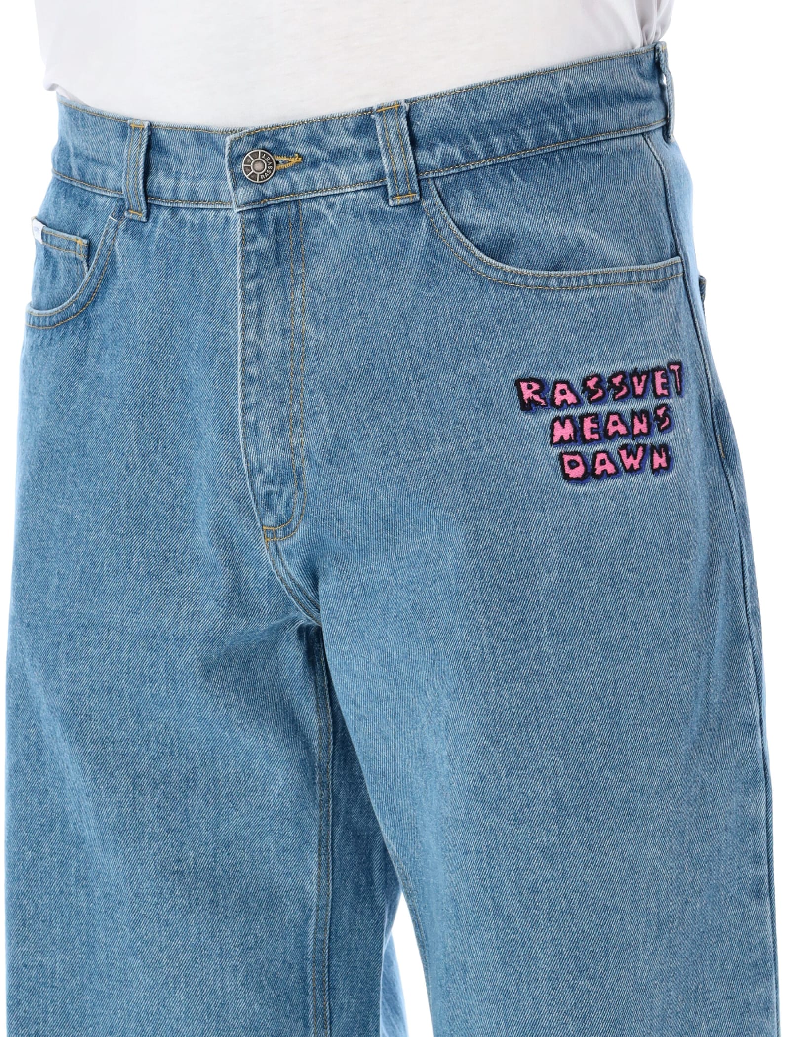 Shop Paccbet R.m.d. Baggy Jeans In Light Blue