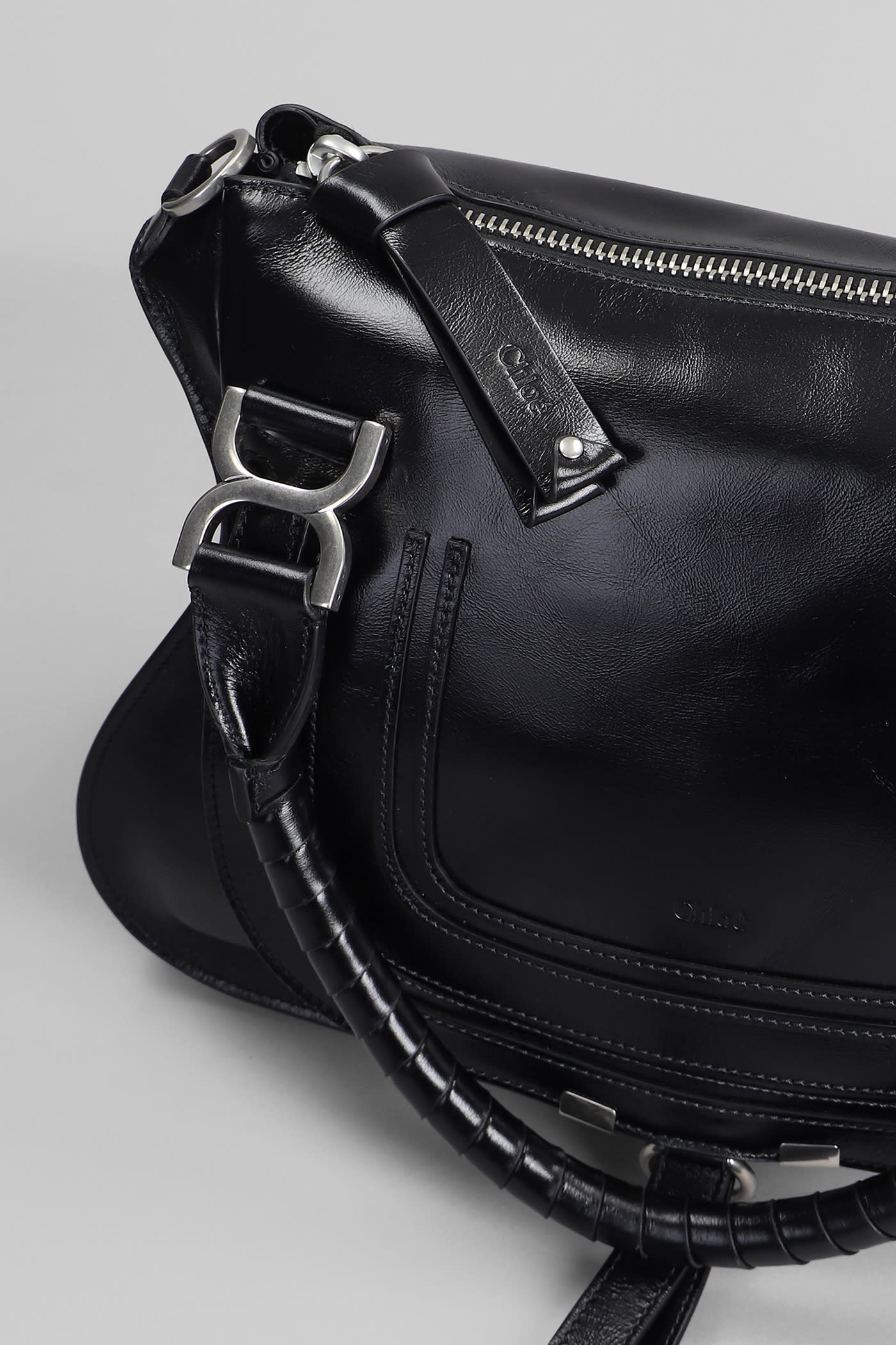 Chloé Mercie Shoulder Bag In Black Leather In Black