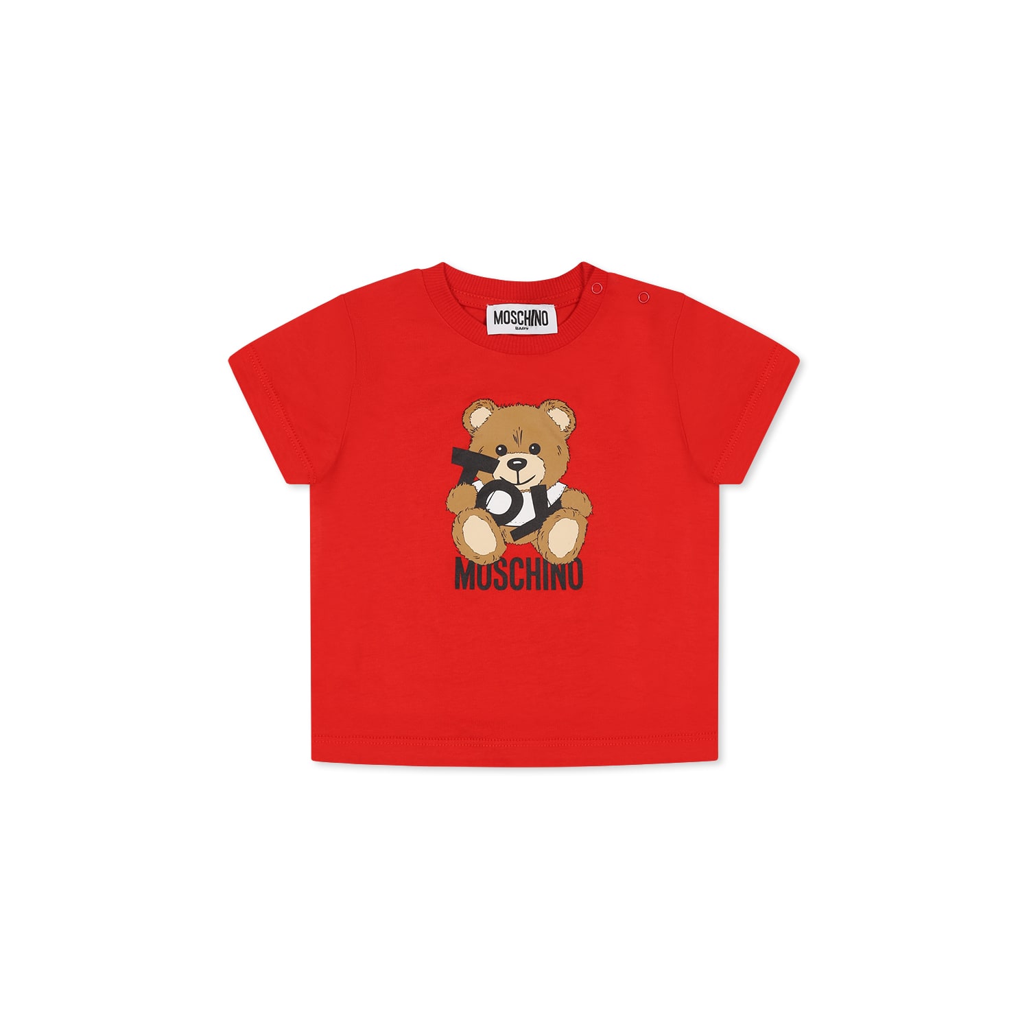 Moschino Red T-shirt For Babykids With Teddy Bear In Red