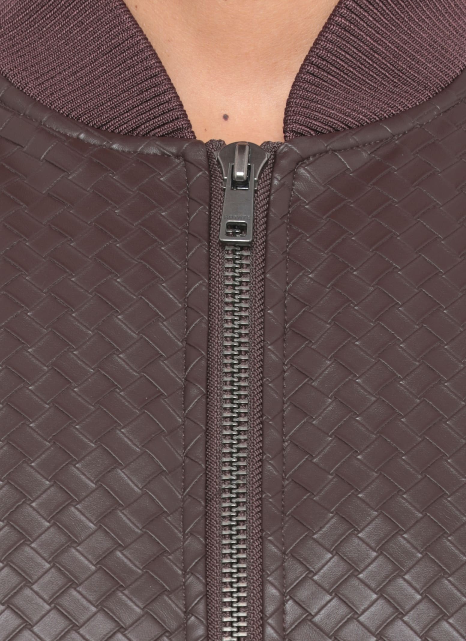 Rotate Birger Christensen Synthetic Leather Bomber Jacket In Brown