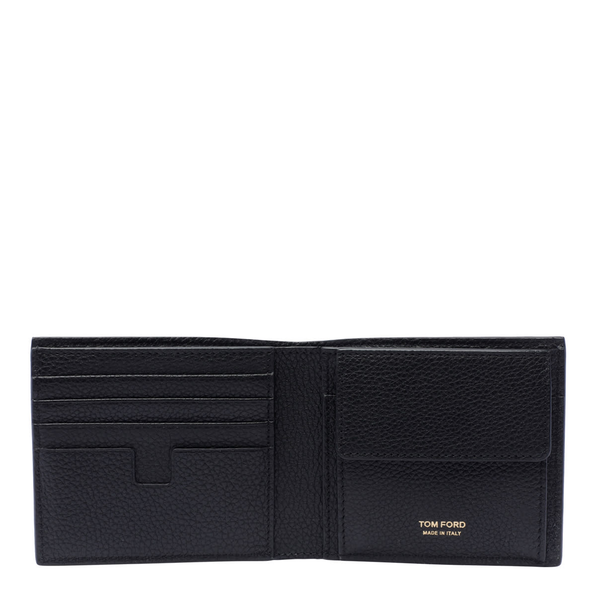 Tom Ford Black Soft Grain Leather T Line Business Card Holder In Black