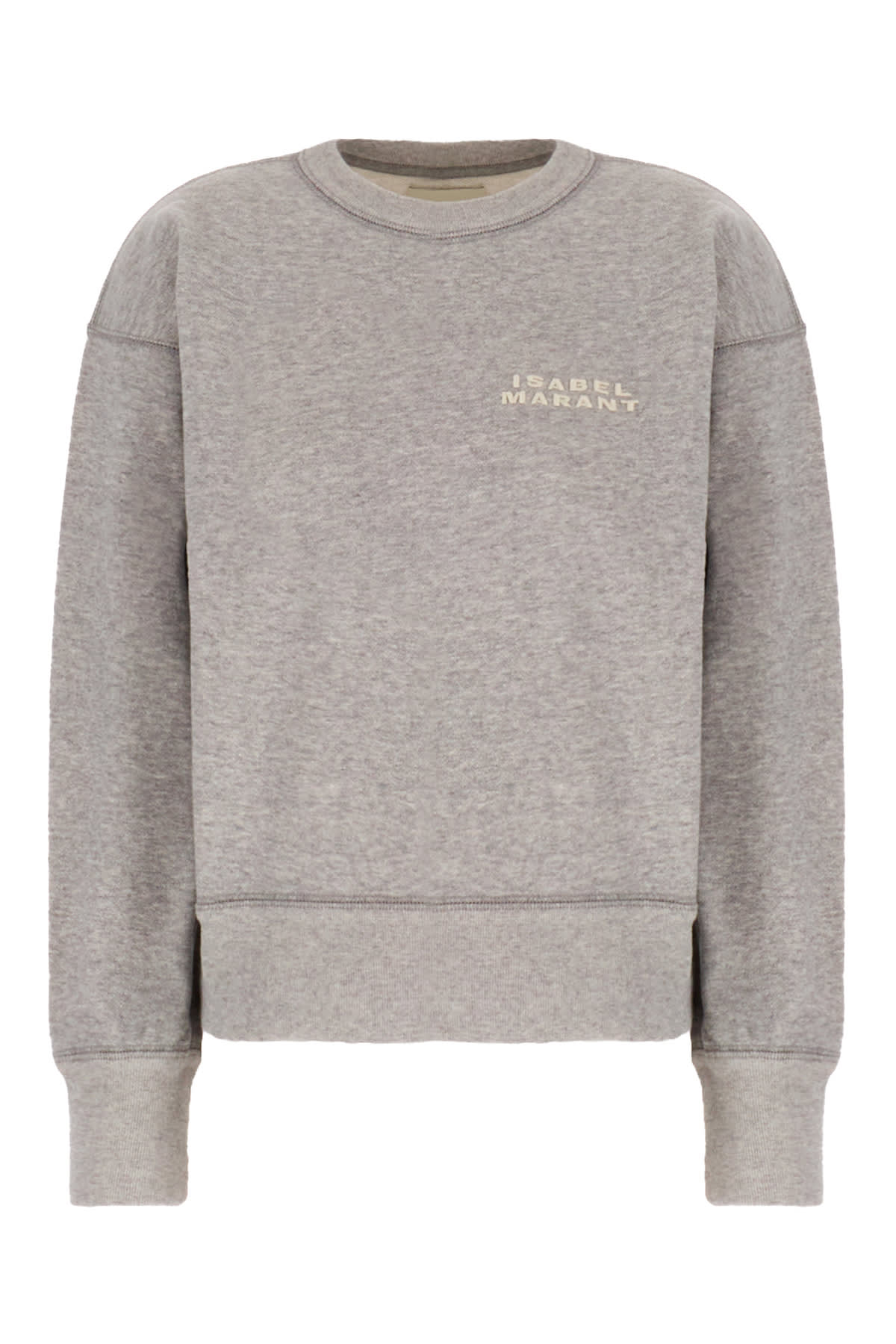 ISABEL MARANT MELANGE GREY COTTON BLEND OVERSIZE SWEATSHIRT 