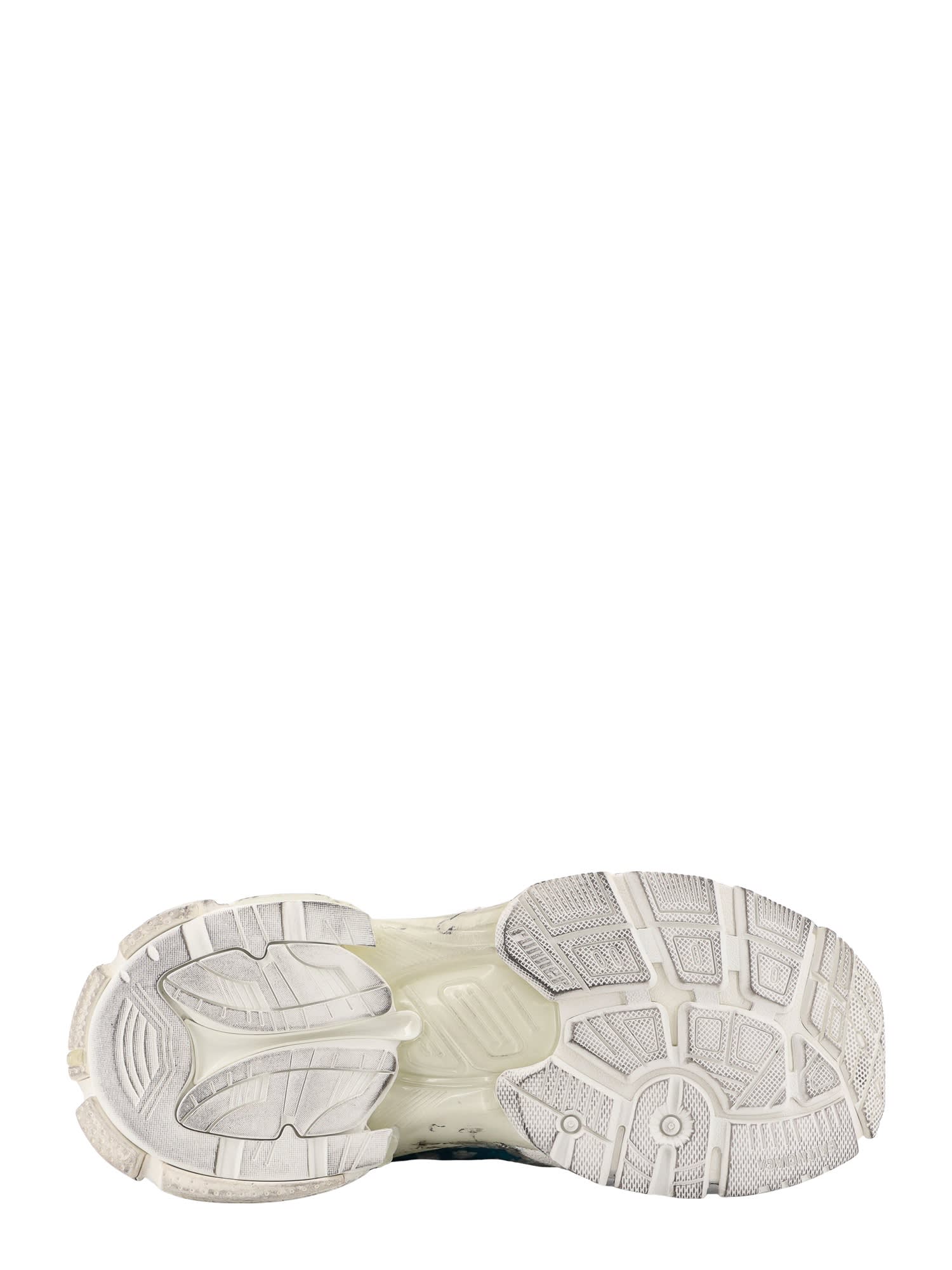 Balenciaga Distressed White Sneakers With Bold Graphic Print In White