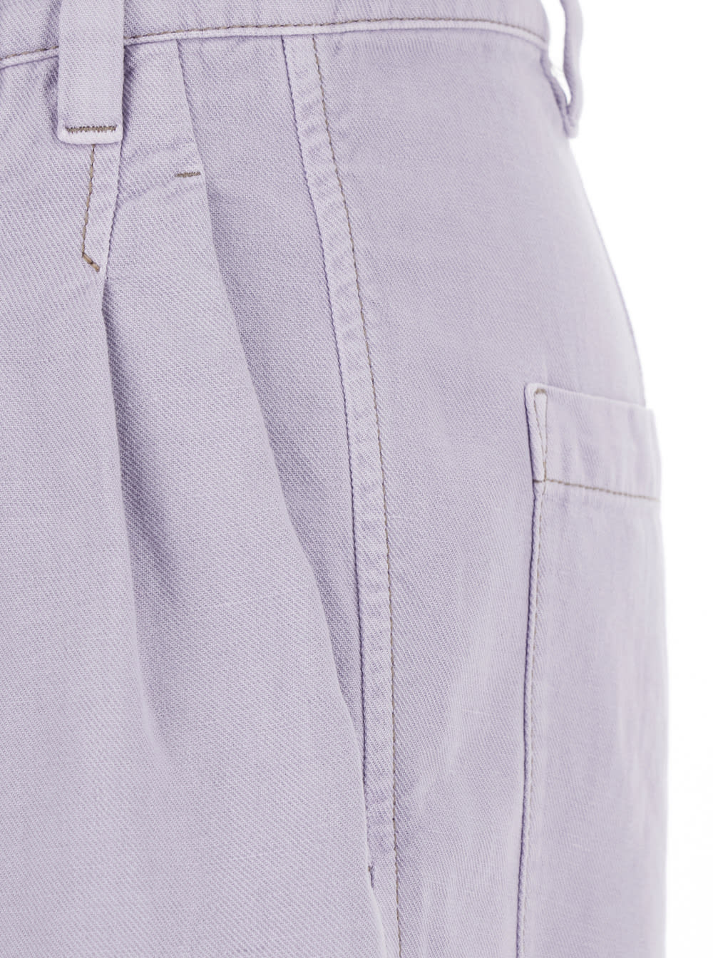 Brunello Cucinelli Violet Pants With Monil Detail On The Loop And Wide Leg In Cotton And Linen Blend Woman In Violet
