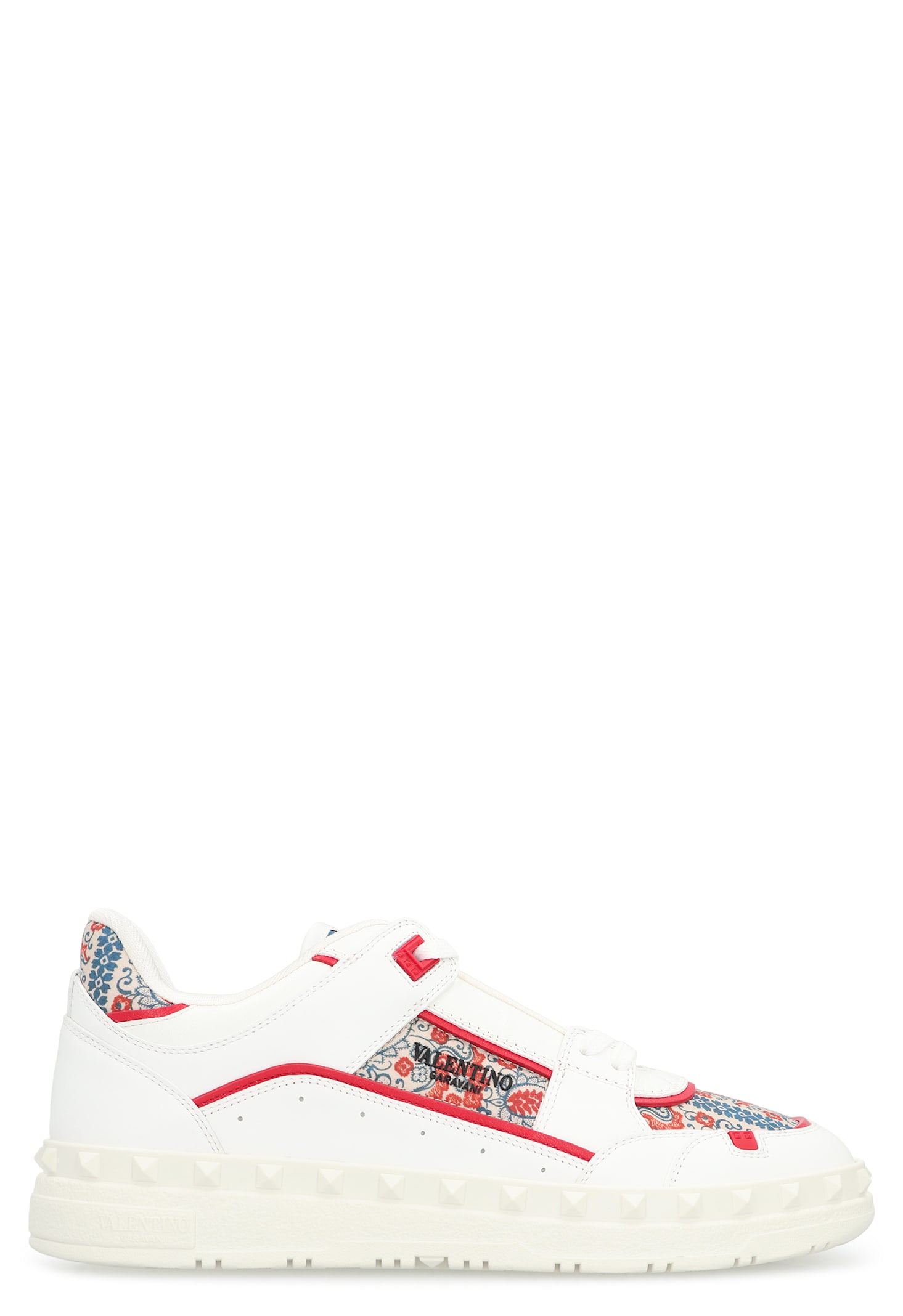 Valentino Leather Freedots Sneakers Panels Patterned In White