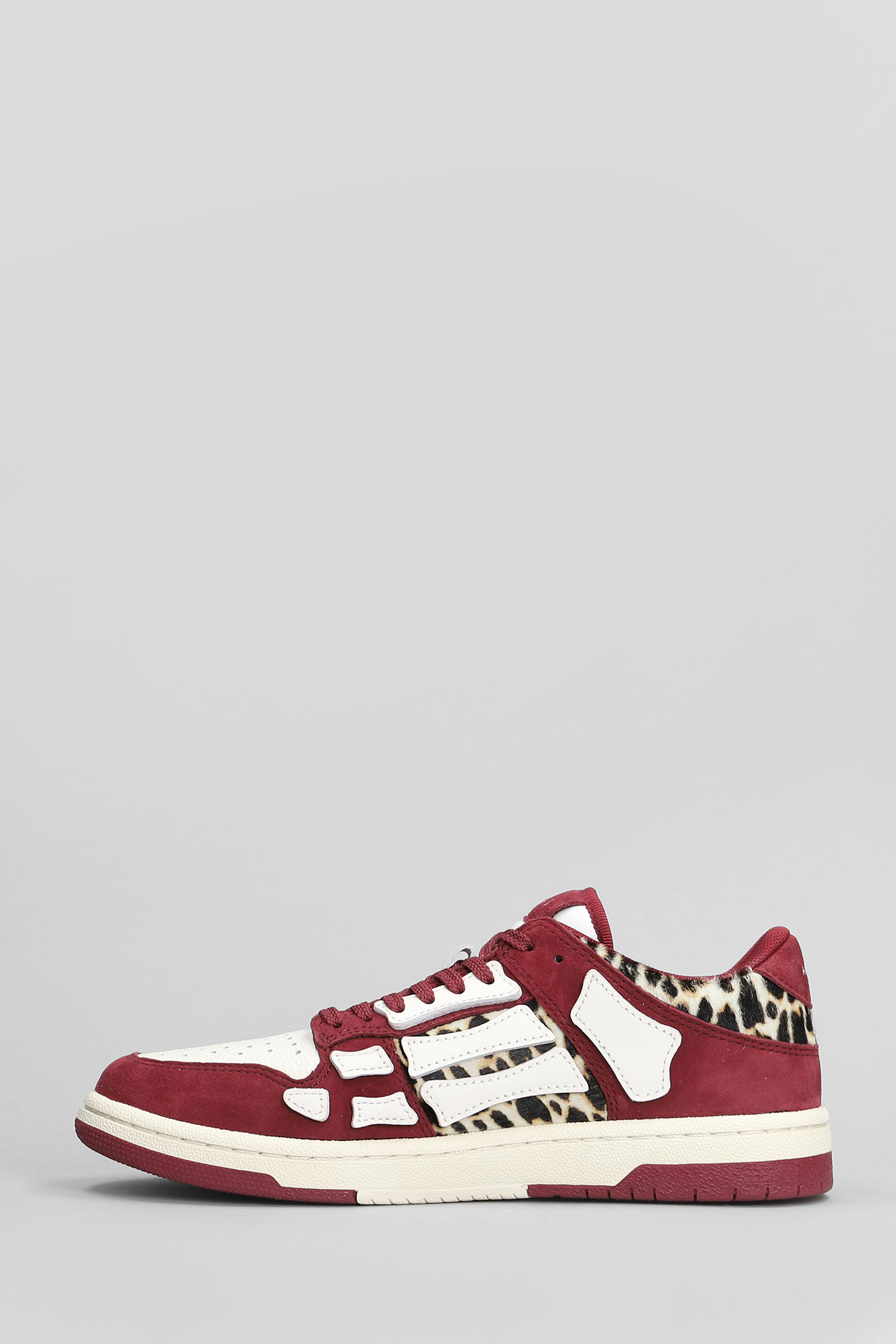 Shop Amiri Leopard Skel Top Low Sneakers In Bordeaux Leather