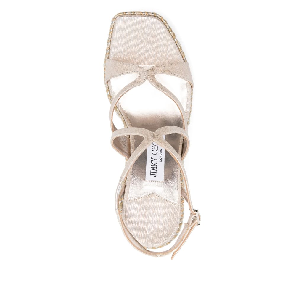 Jimmy Choo Square Toe Wedge Sandals In Neutral