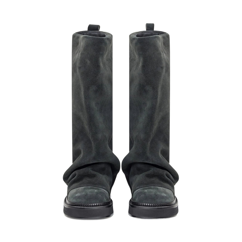 Attico Slouch Suede Knee-high Boots In Gray