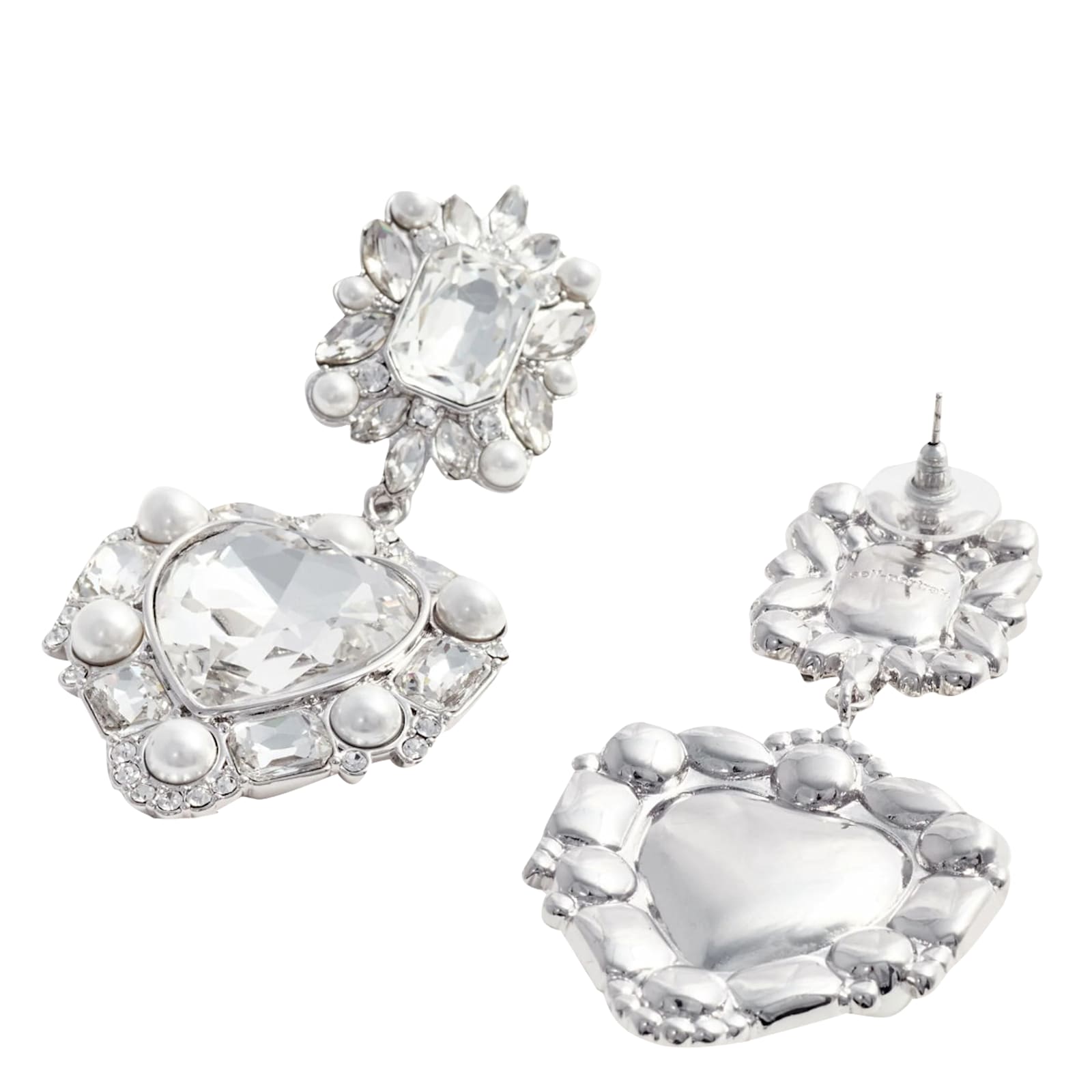 Self-portrait Self Portrait Crystal Pearl Heart Earrings